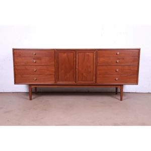 Kipp Stewart for Drexel Declaration Walnut Long Dresser or Credenza, Newly Refinished