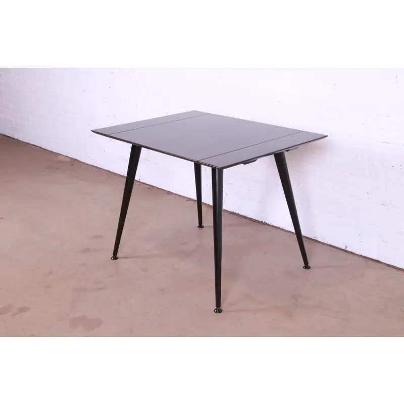 Paul McCobb Planner Group Mid-Century Modern Black Lacquered Extension Dinette Table, Newly Refinished