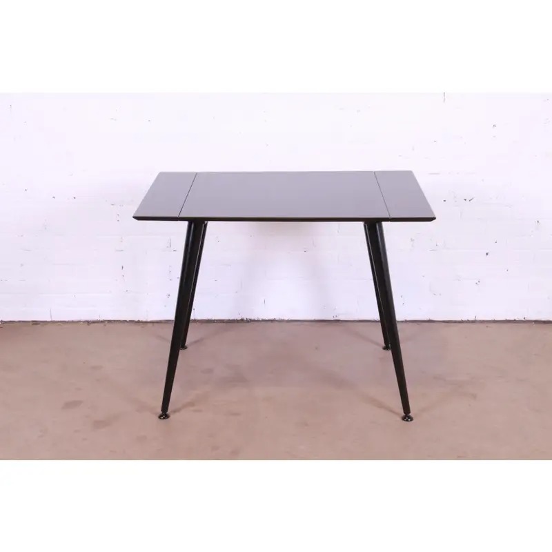 Paul McCobb Planner Group Mid-Century Modern Black Lacquered Extension Dinette Table, Newly Refinished - Image 2
