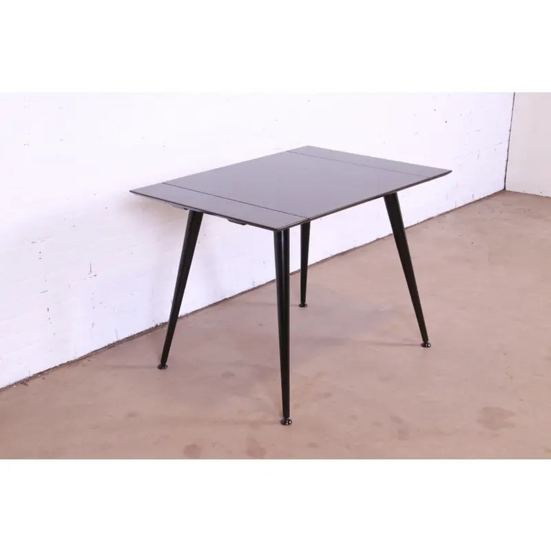 Paul McCobb Planner Group Mid-Century Modern Black Lacquered Extension Dinette Table, Newly Refinished - Image 3