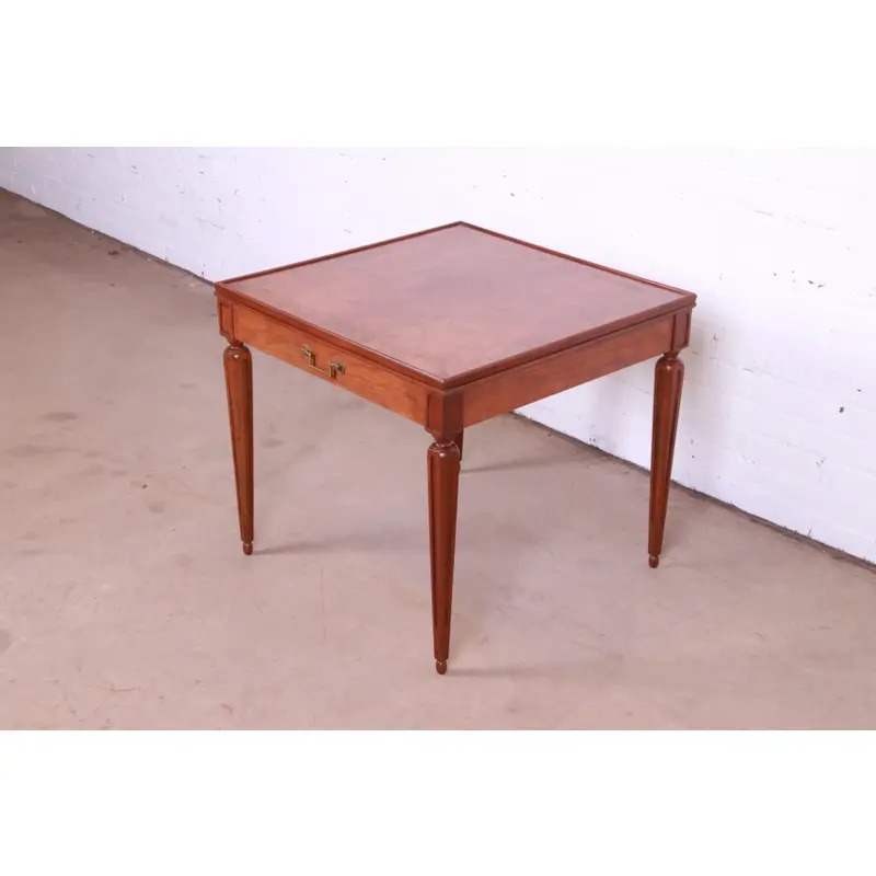 Baker Furniture French Regency Louis XVI Cherry and Burl Wood Tea Table - Image 4