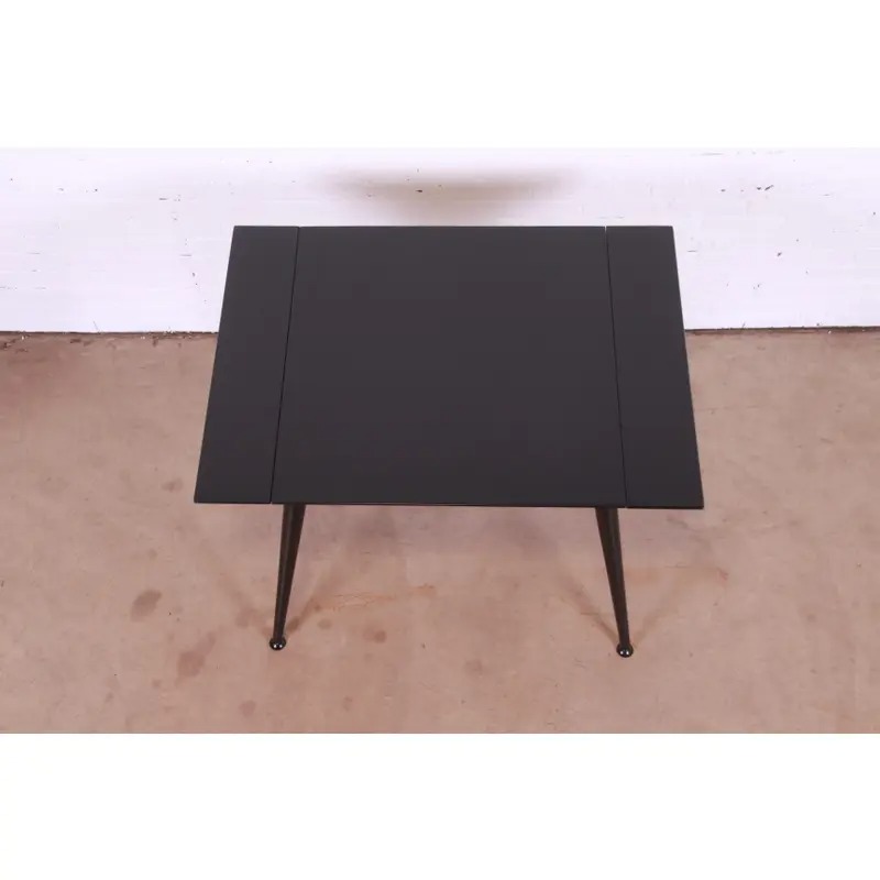 Paul McCobb Planner Group Mid-Century Modern Black Lacquered Extension Dinette Table, Newly Refinished - Image 4