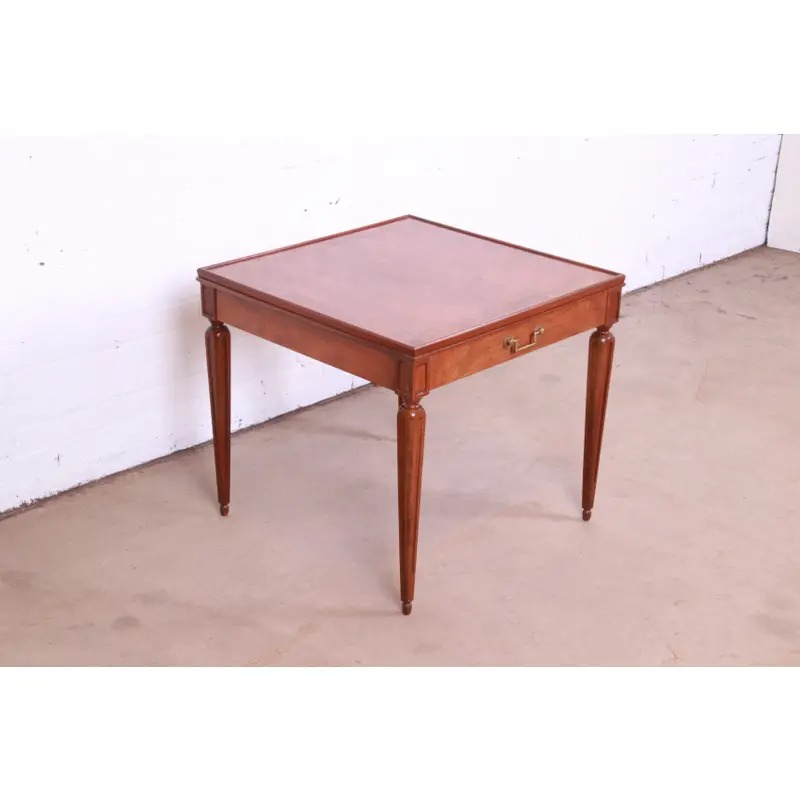 Baker Furniture French Regency Louis XVI Cherry and Burl Wood Tea Table - Image 5