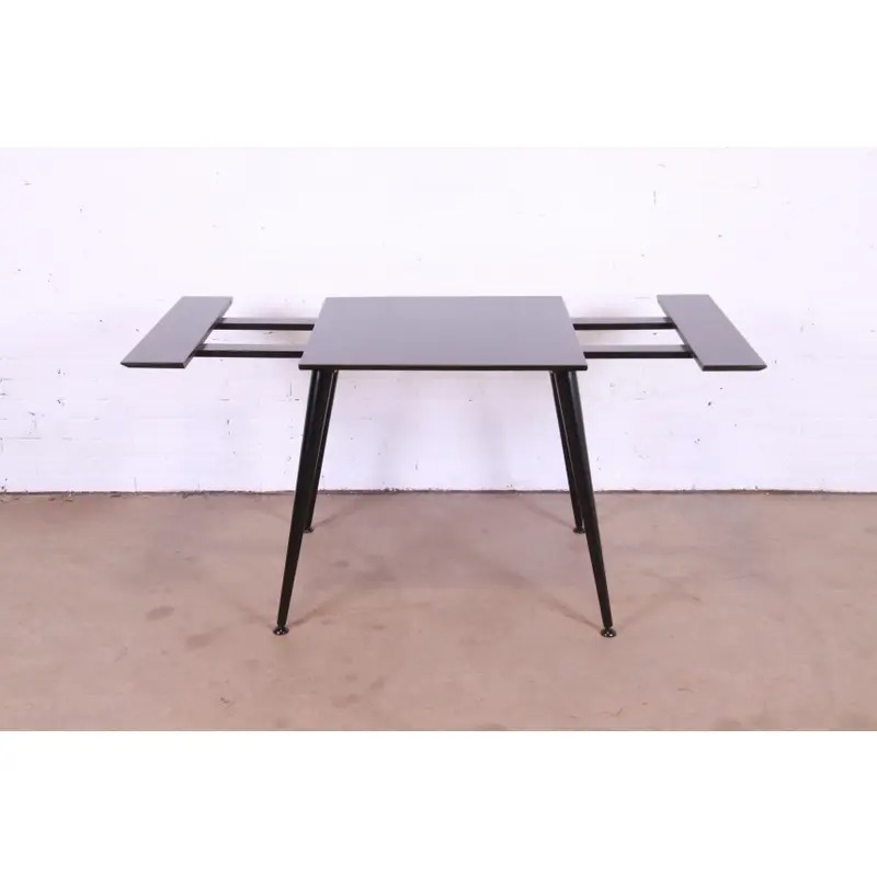 Paul McCobb Planner Group Mid-Century Modern Black Lacquered Extension Dinette Table, Newly Refinished - Image 5