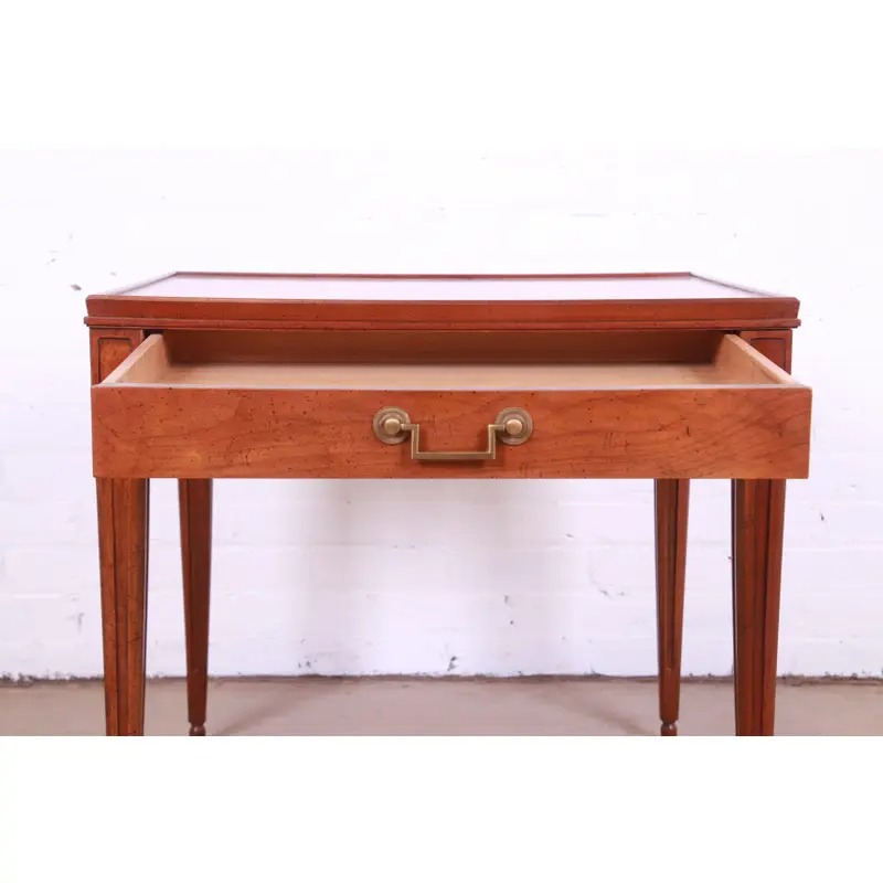 Baker Furniture French Regency Louis XVI Cherry and Burl Wood Tea Table - Image 6
