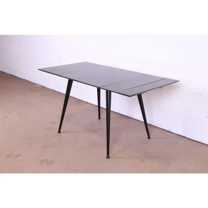 Paul McCobb Planner Group Mid-Century Modern Black Lacquered Extension Dinette Table, Newly Refinished - Image 6