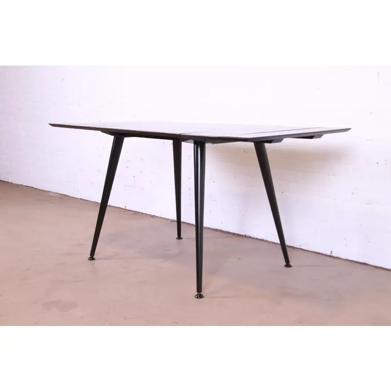 Paul McCobb Planner Group Mid-Century Modern Black Lacquered Extension Dinette Table, Newly Refinished - Image 7