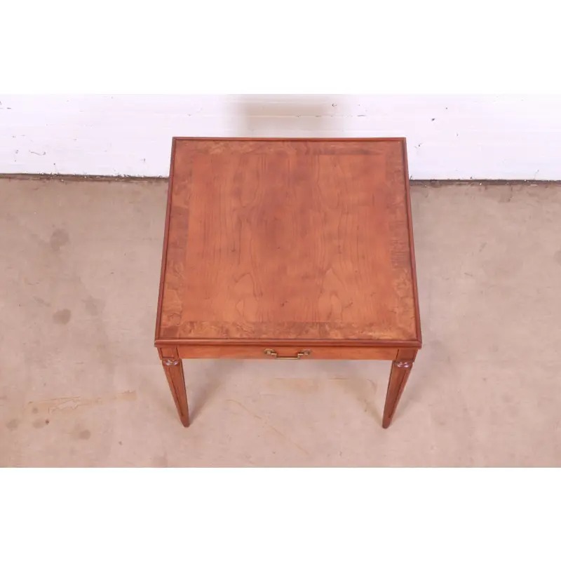 Baker Furniture French Regency Louis XVI Cherry and Burl Wood Tea Table - Image 8