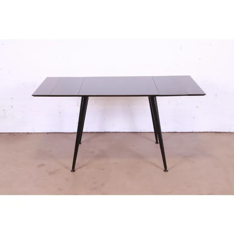 Paul McCobb Planner Group Mid-Century Modern Black Lacquered Extension Dinette Table, Newly Refinished - Image 8
