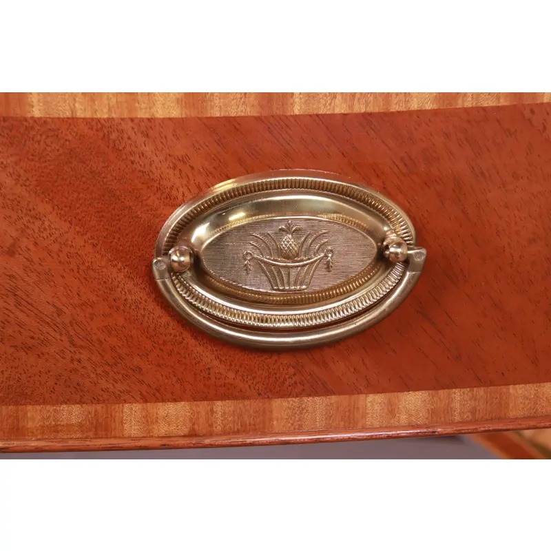 Baker Furniture Federal Inlaid Mahogany and Satinwood Demilune Cabinet - Image 9