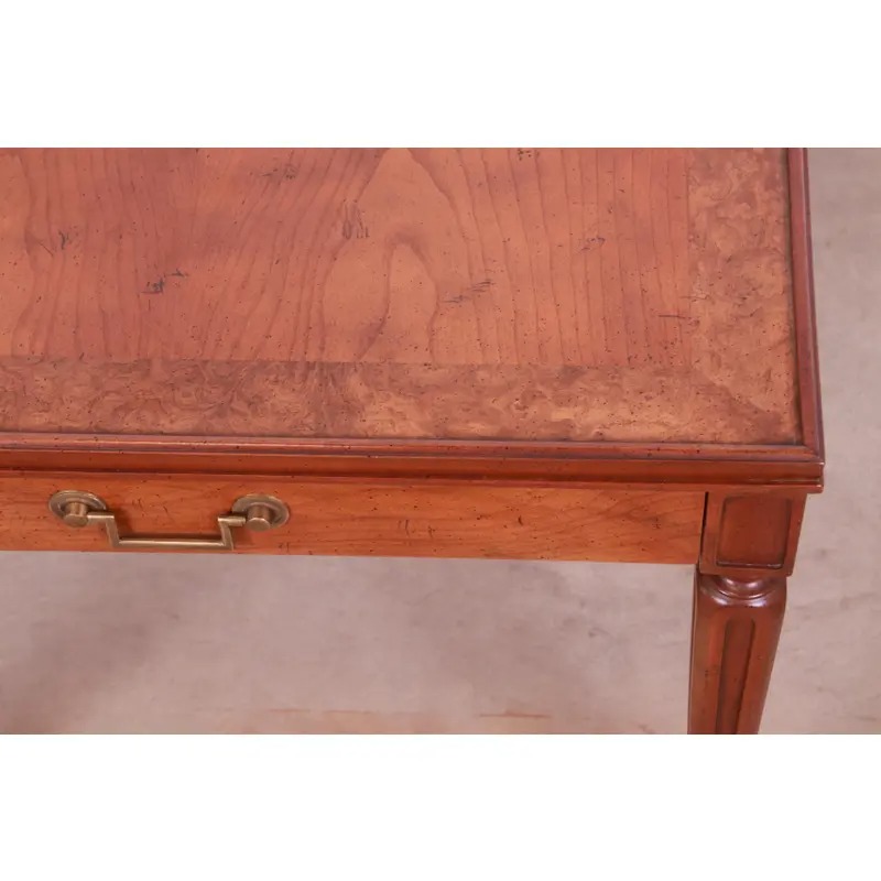 Baker Furniture French Regency Louis XVI Cherry and Burl Wood Tea Table - Image 9
