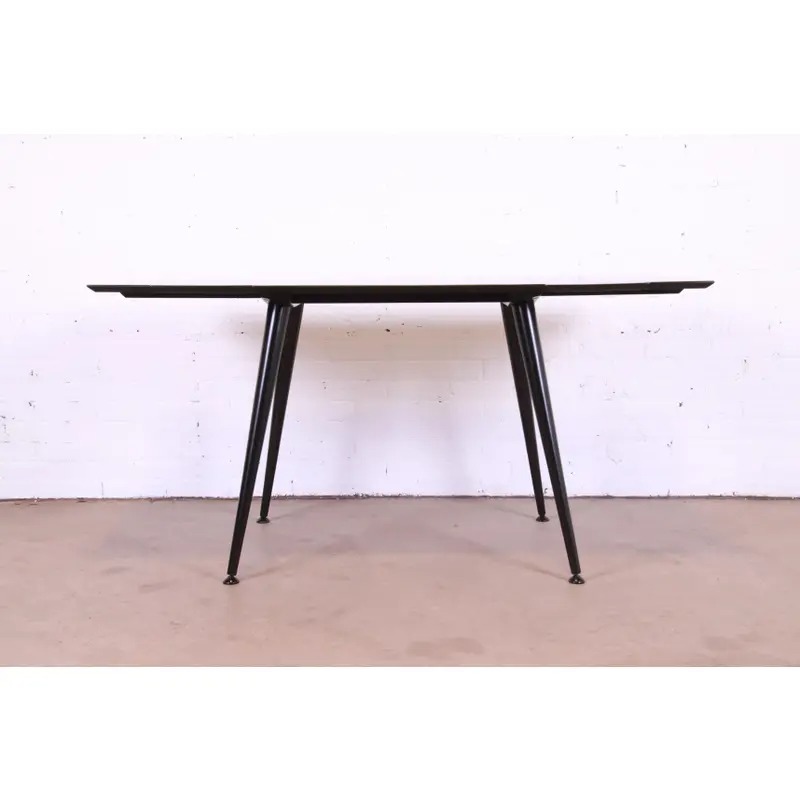 Paul McCobb Planner Group Mid-Century Modern Black Lacquered Extension Dinette Table, Newly Refinished - Image 9
