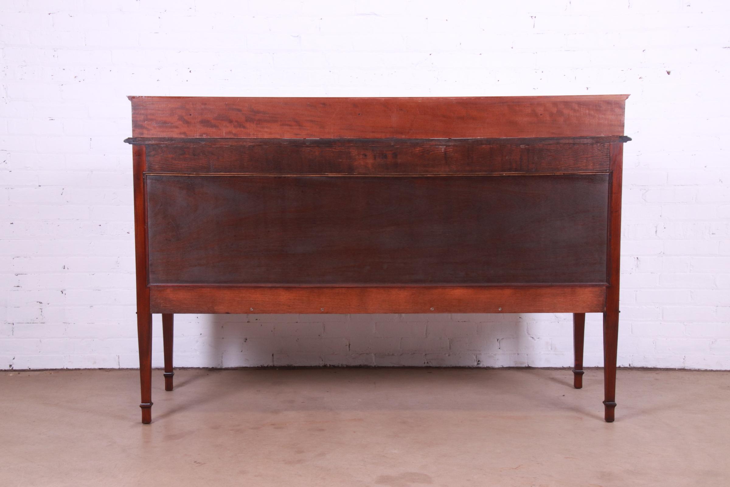 Antique French Regency Louis XVI Style Carved Mahogany Sideboard or Bar Cabinet, Newly Refinished - Image 12