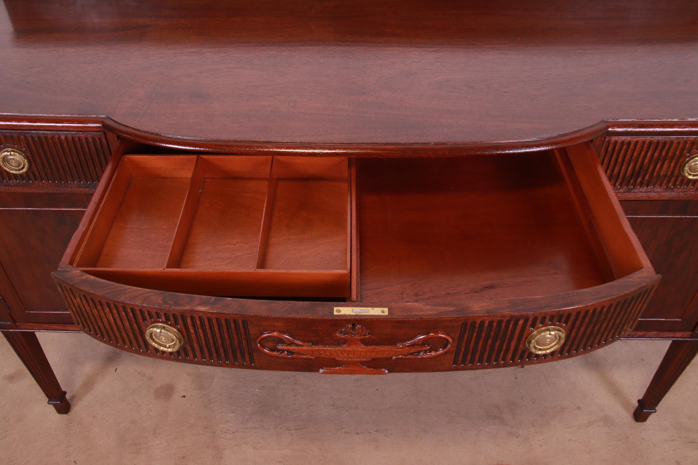 Antique French Regency Louis XVI Style Carved Mahogany Sideboard or Bar Cabinet, Newly Refinished - Image 8