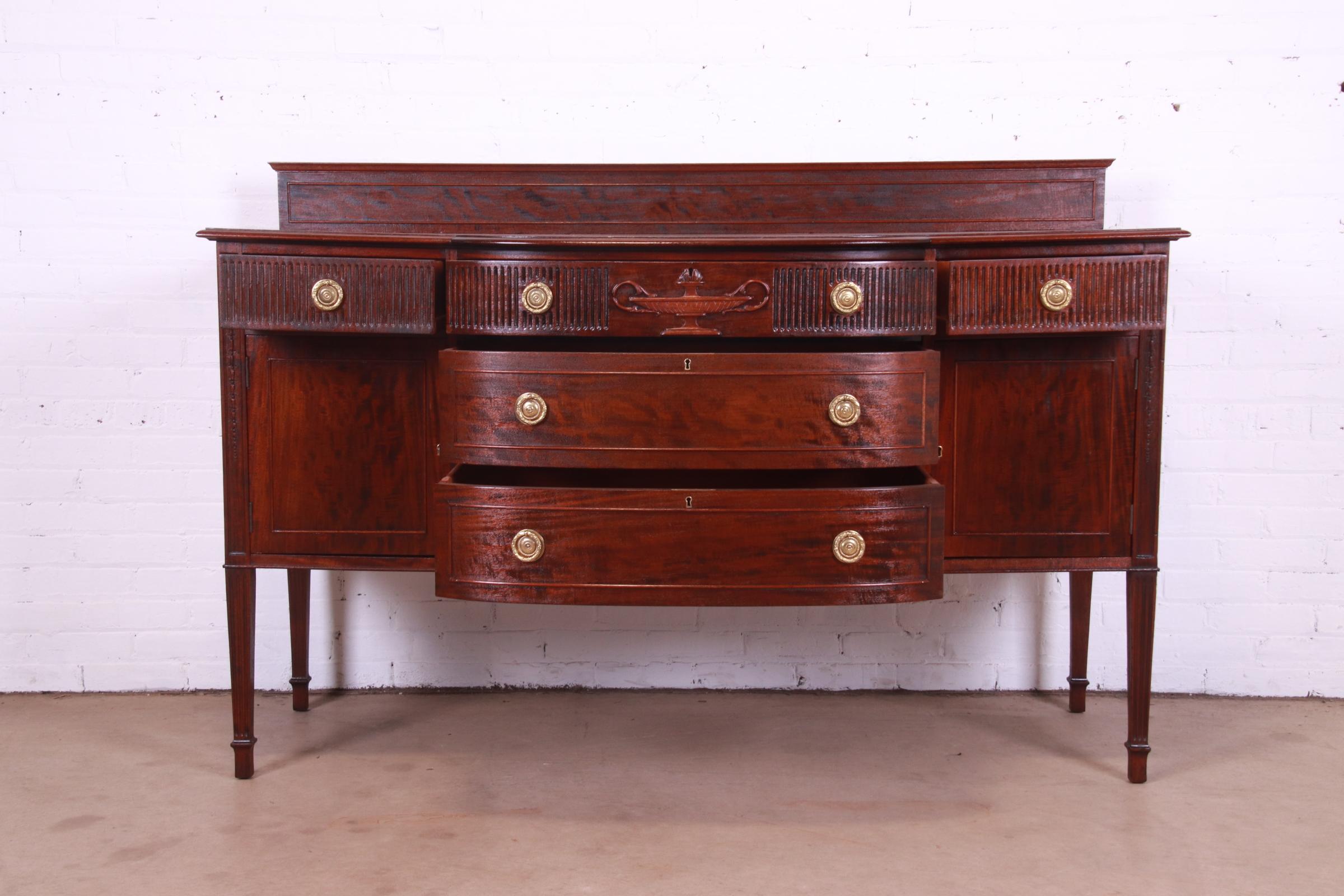 Antique French Regency Louis XVI Style Carved Mahogany Sideboard or Bar Cabinet, Newly Refinished - Image 6