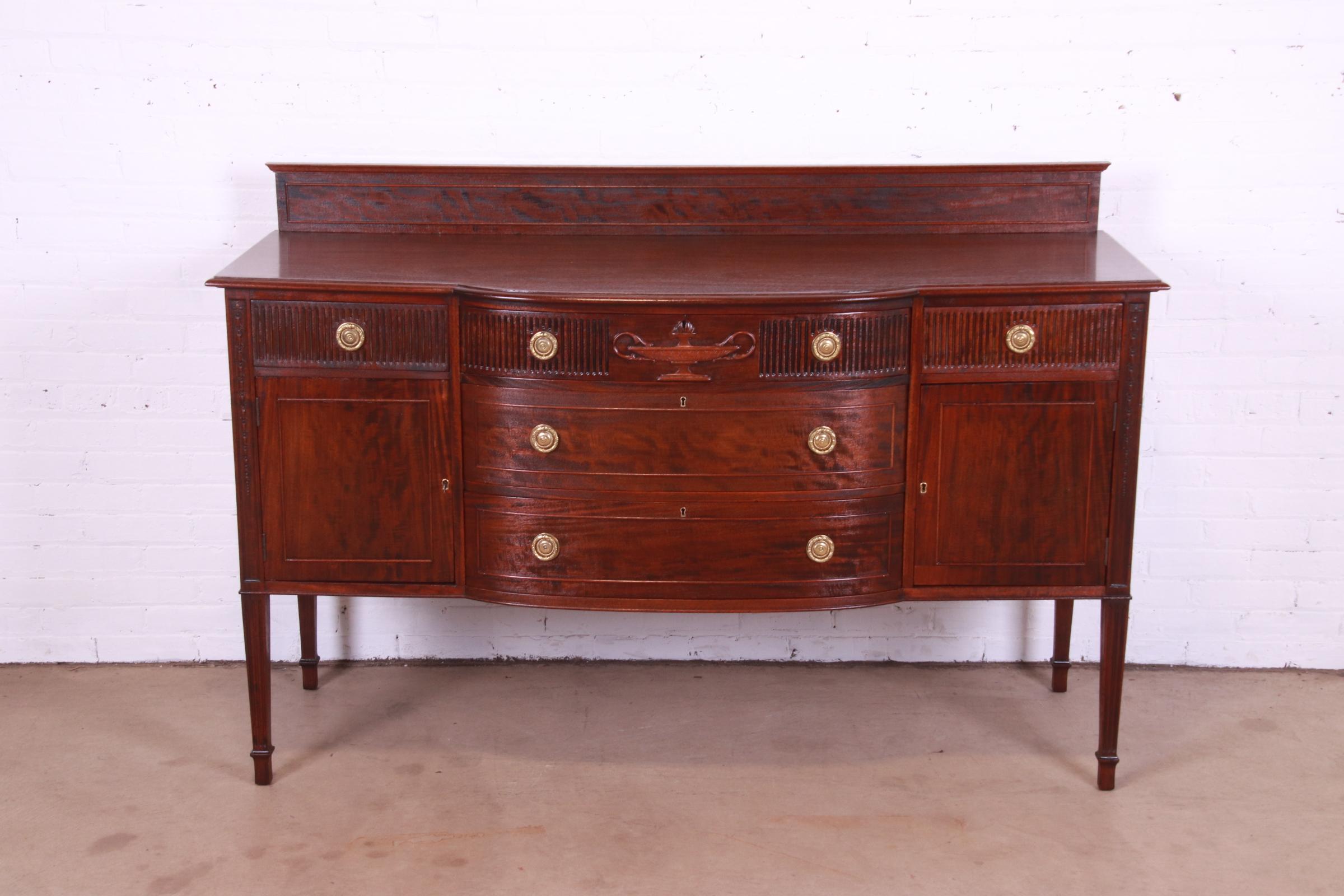 Antique French Regency Louis XVI Style Carved Mahogany Sideboard or Bar Cabinet, Newly Refinished - Image 2