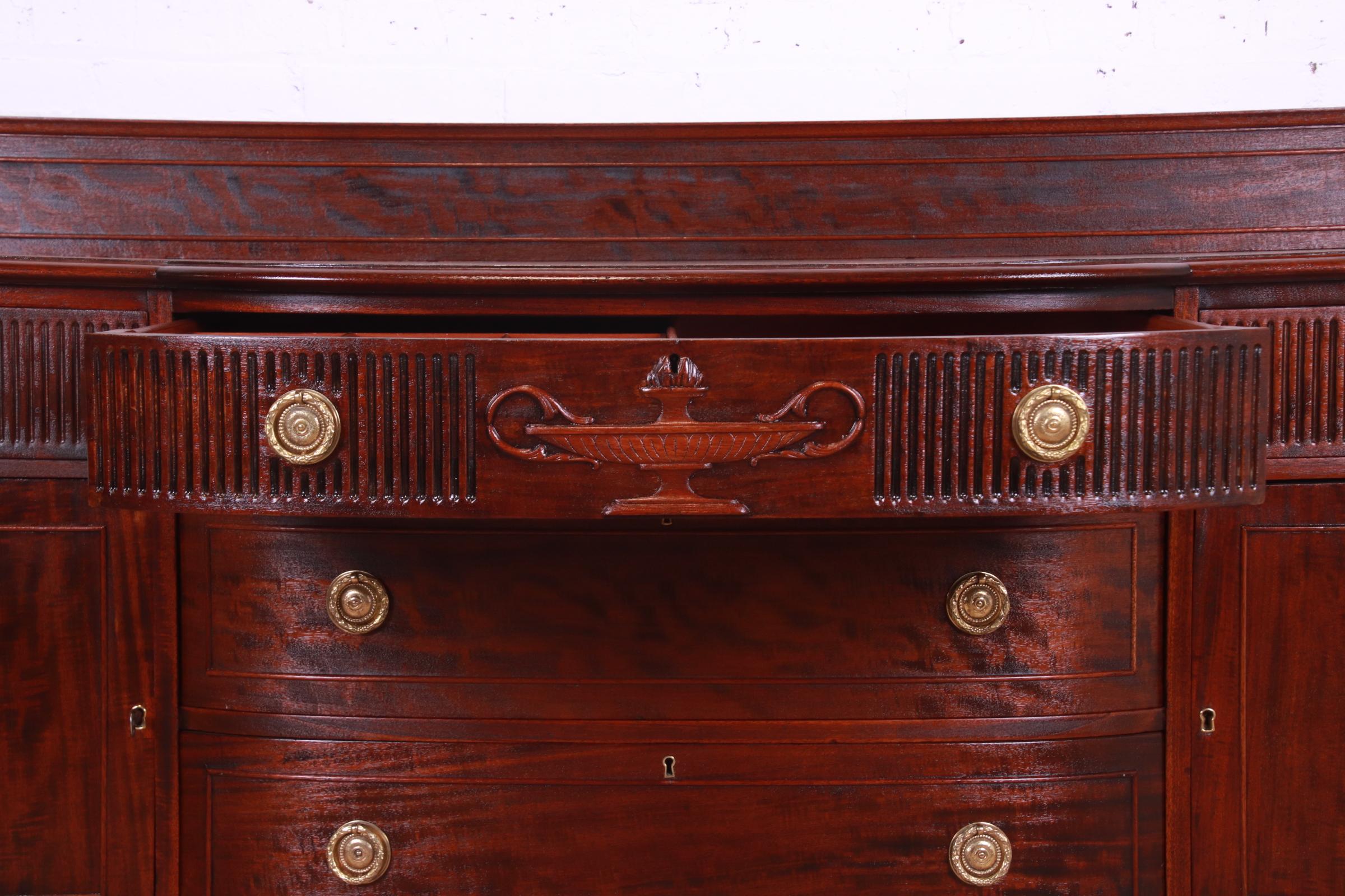 Antique French Regency Louis XVI Style Carved Mahogany Sideboard or Bar Cabinet, Newly Refinished - Image 7