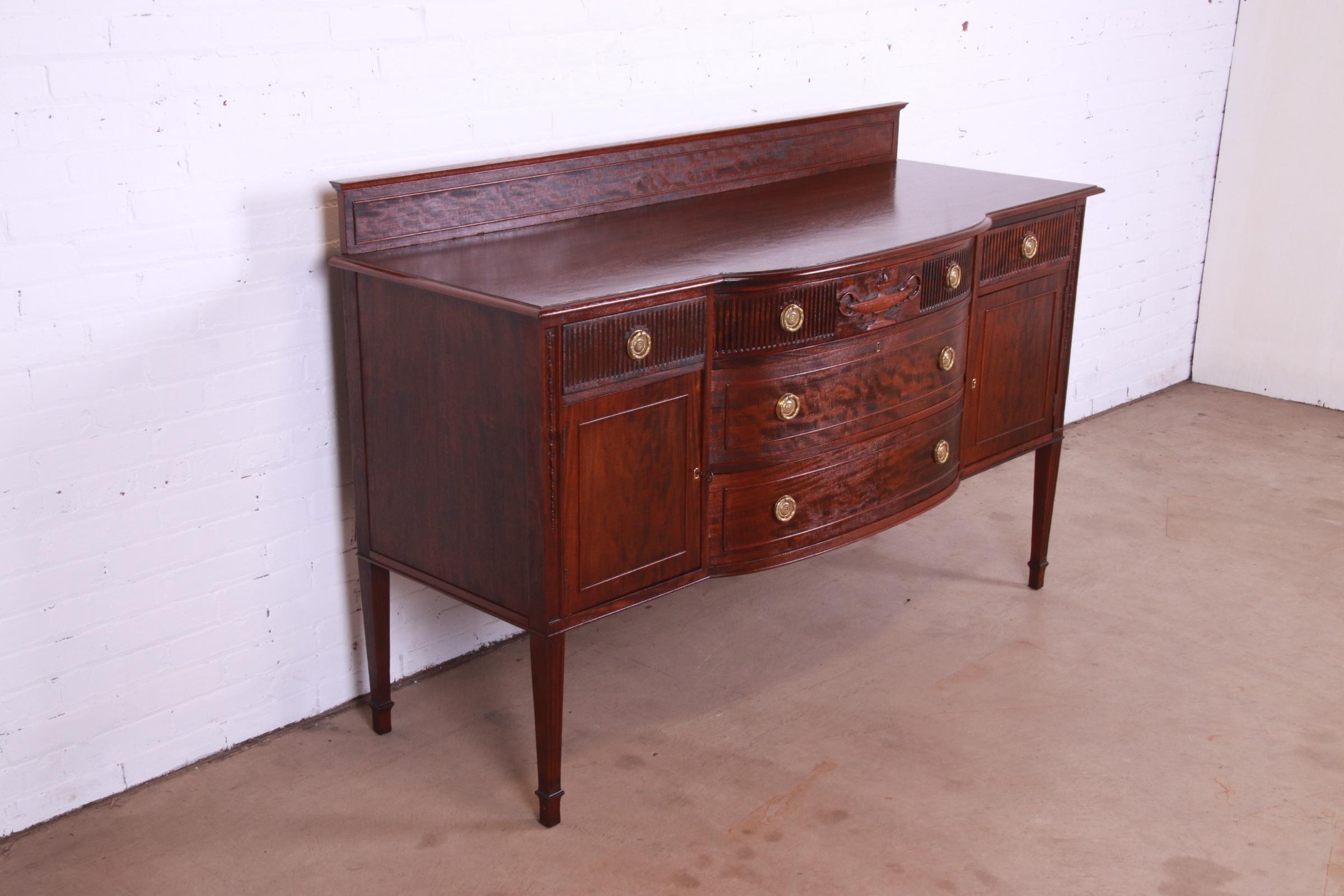 Antique French Regency Louis XVI Style Carved Mahogany Sideboard or Bar Cabinet, Newly Refinished - Image 5