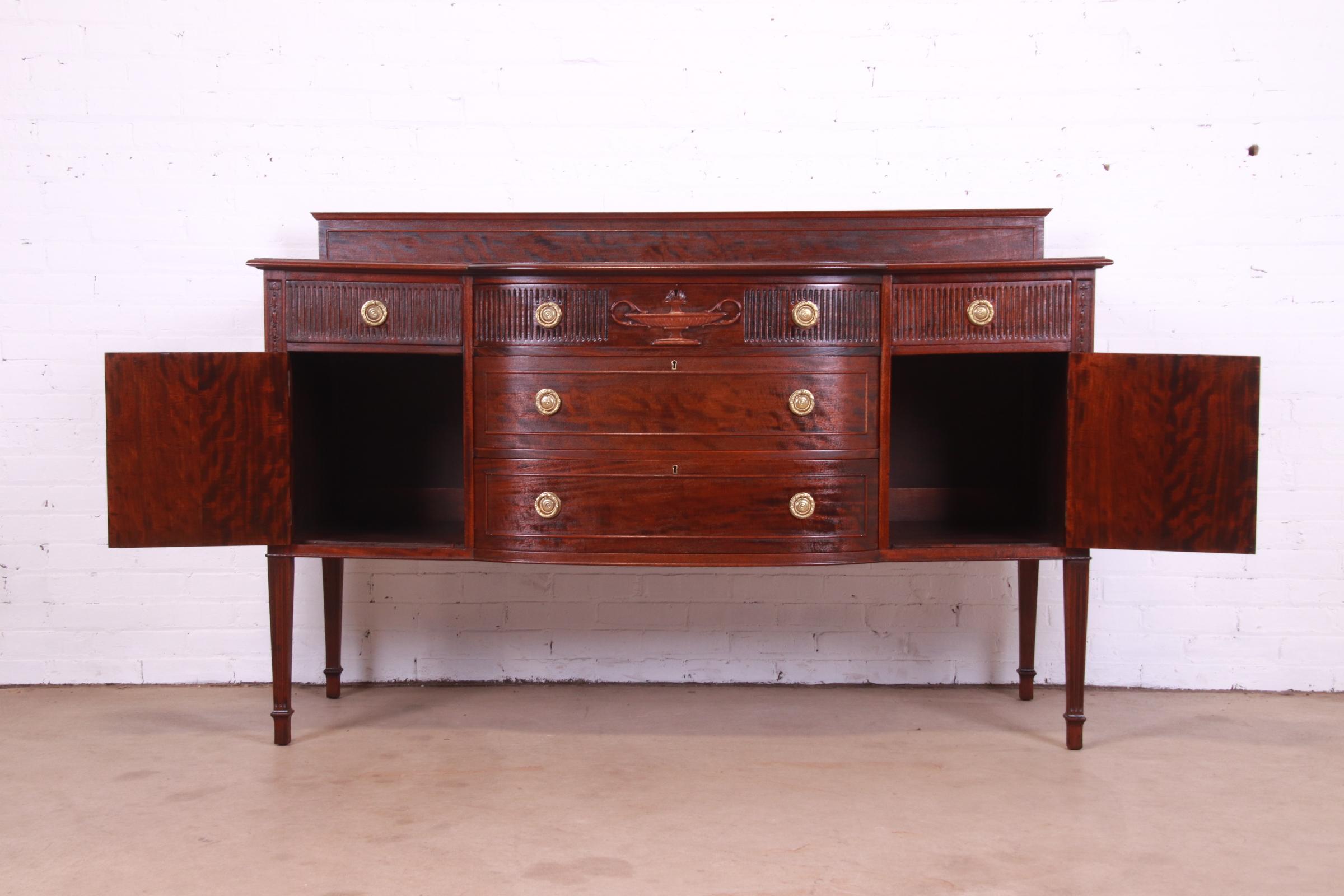 Antique French Regency Louis XVI Style Carved Mahogany Sideboard or Bar Cabinet, Newly Refinished - Image 9