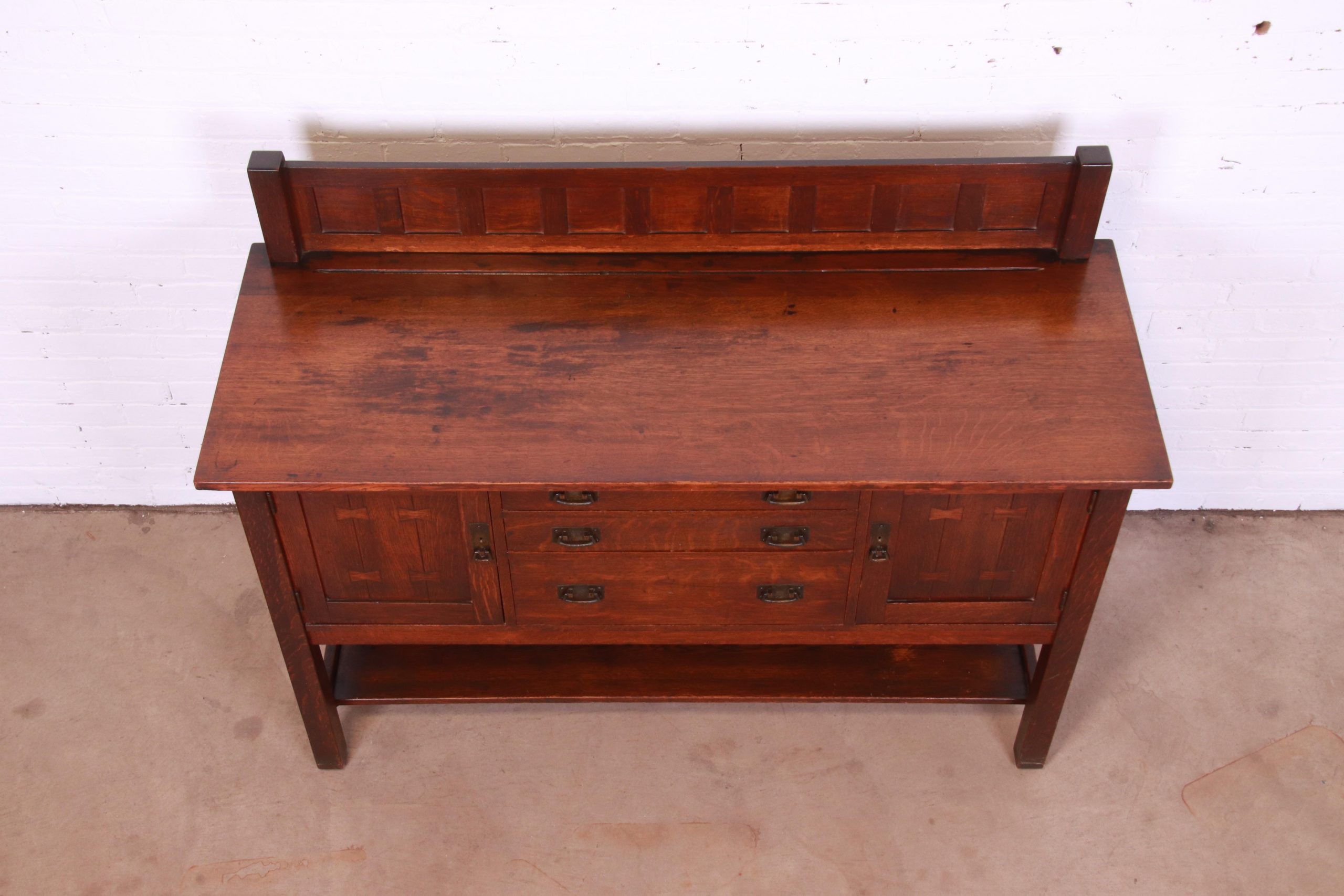 Antique Stickley Mission Oak Arts & Crafts Sideboard, Circa 1900 - Image 10