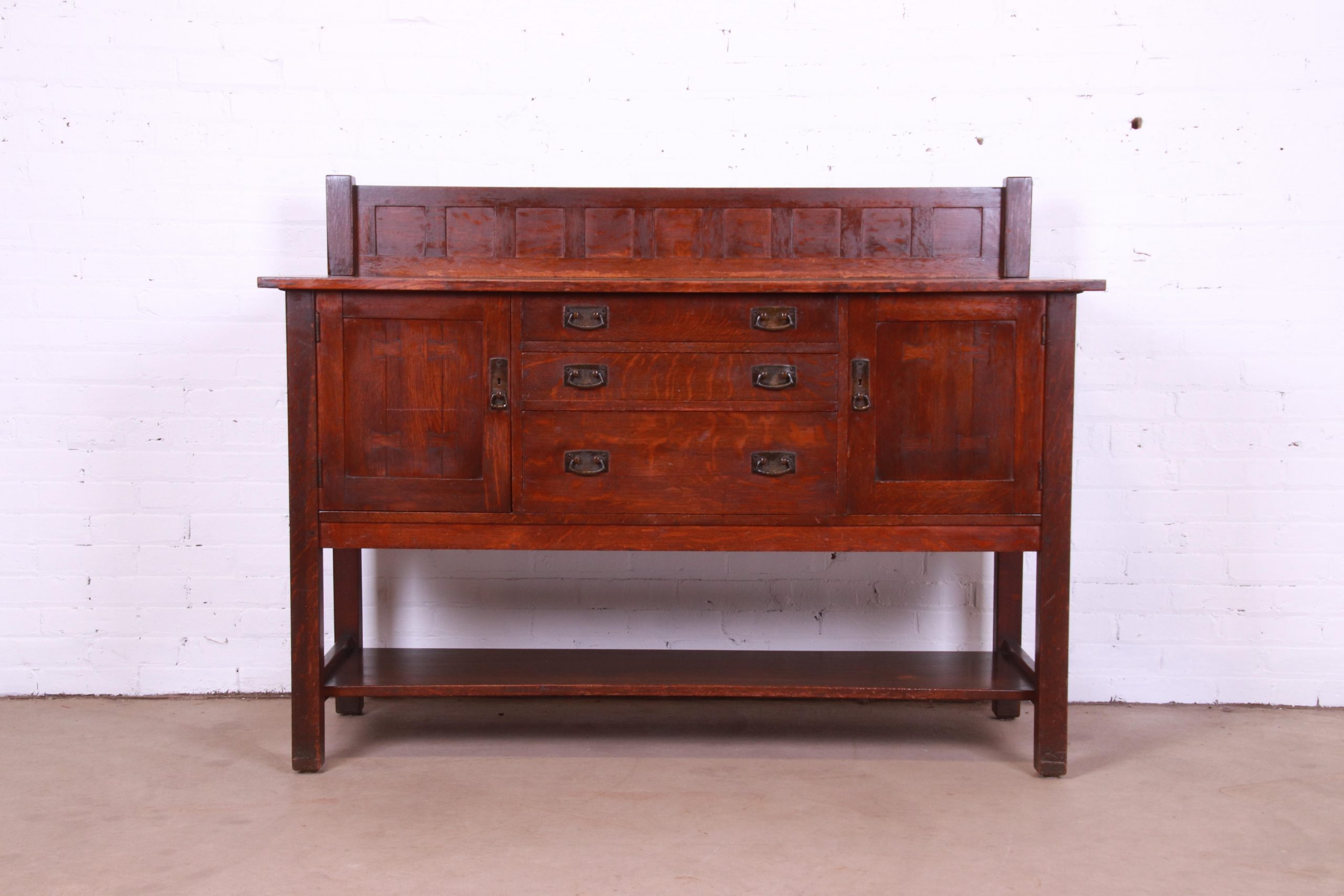 Antique Stickley Mission Oak Arts & Crafts Sideboard, Circa 1900 - Image 3