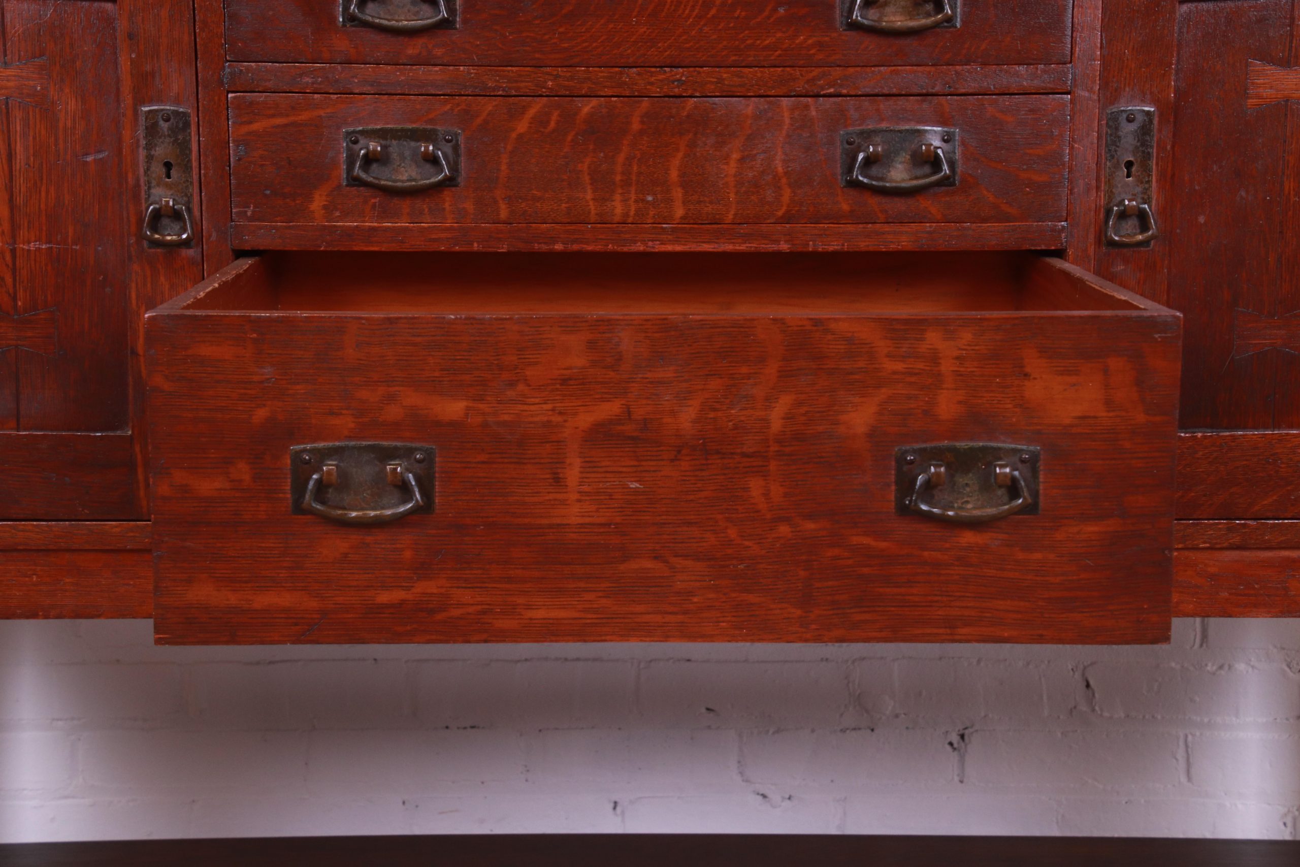 Antique Stickley Mission Oak Arts & Crafts Sideboard, Circa 1900 - Image 8