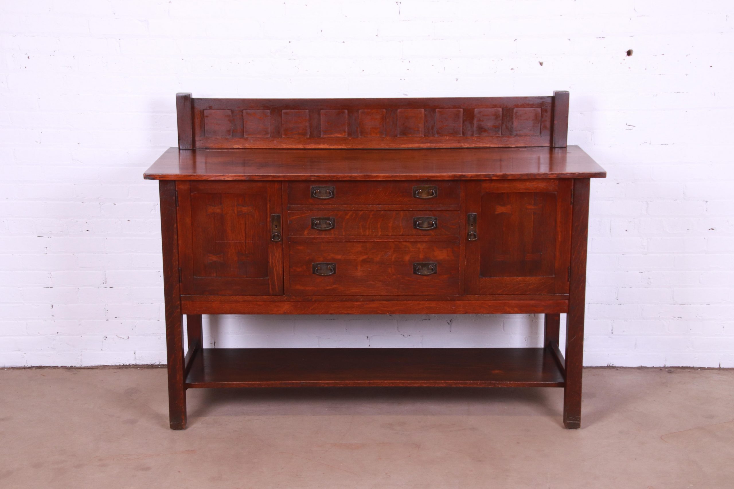 Antique Stickley Mission Oak Arts & Crafts Sideboard, Circa 1900 - Image 2