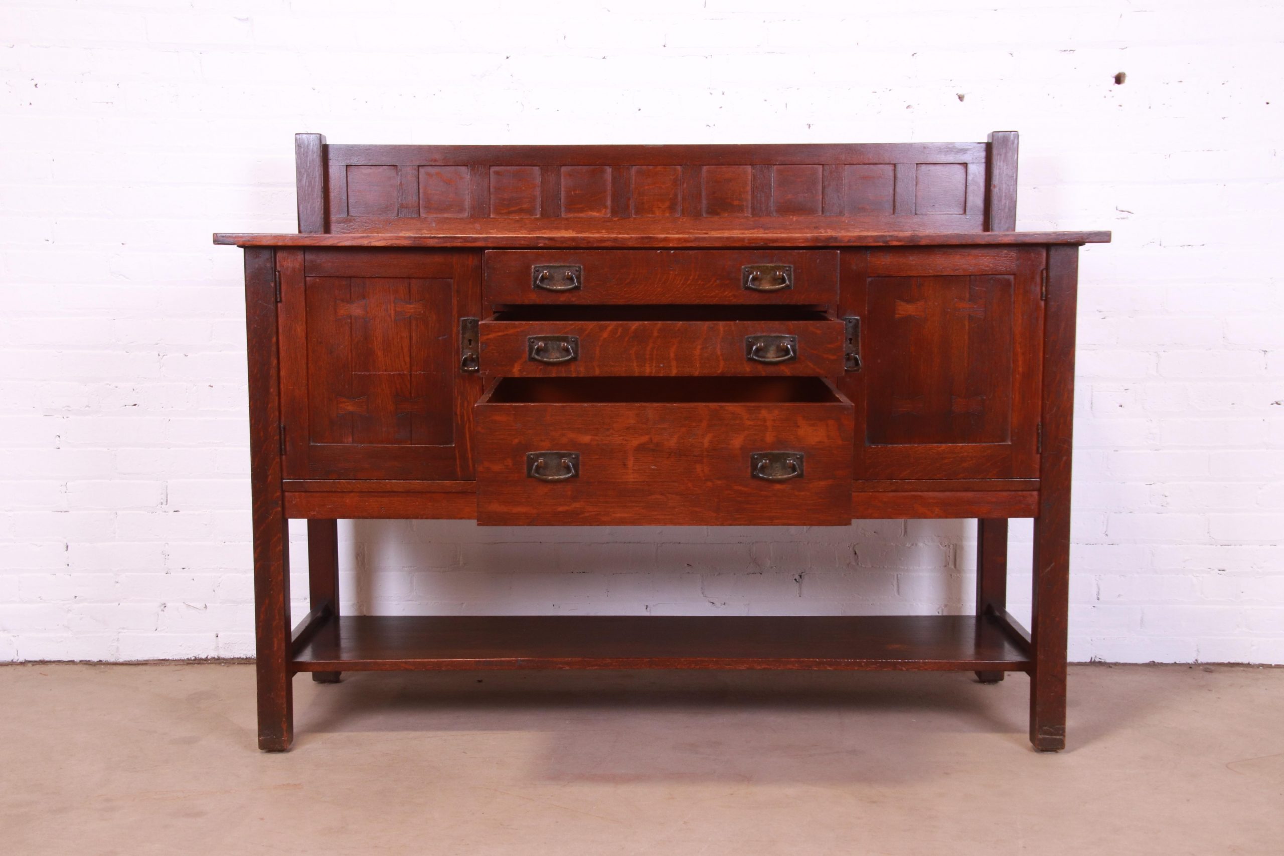 Antique Stickley Mission Oak Arts & Crafts Sideboard, Circa 1900 - Image 5