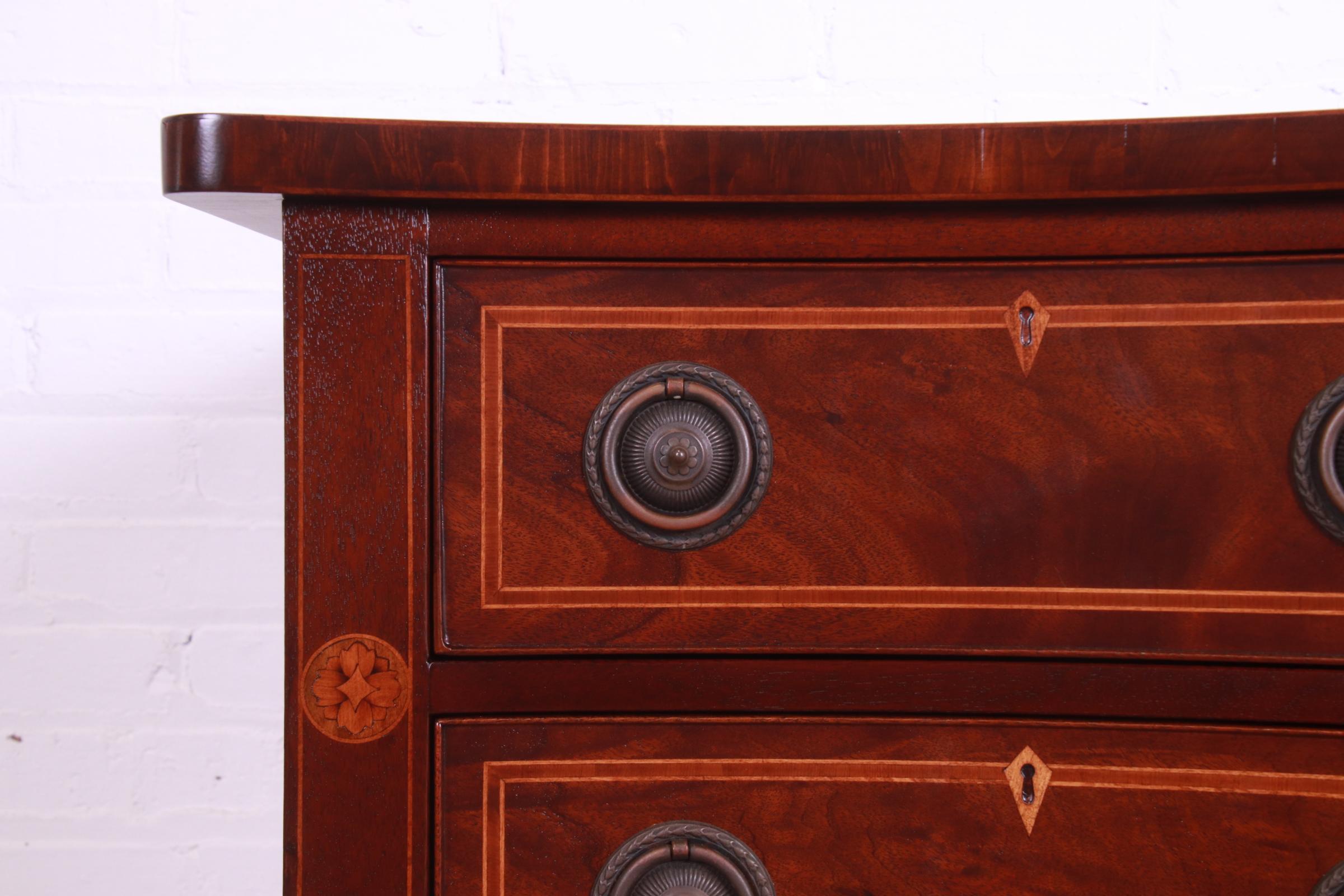 Baker Furniture Hepplewhite Flame Mahogany and Inlaid Satinwood Sideboard, Newly Refinished - Image 8