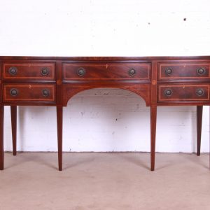 Baker Furniture Hepplewhite Flame Mahogany and Inlaid Satinwood Sideboard, Newly Refinished