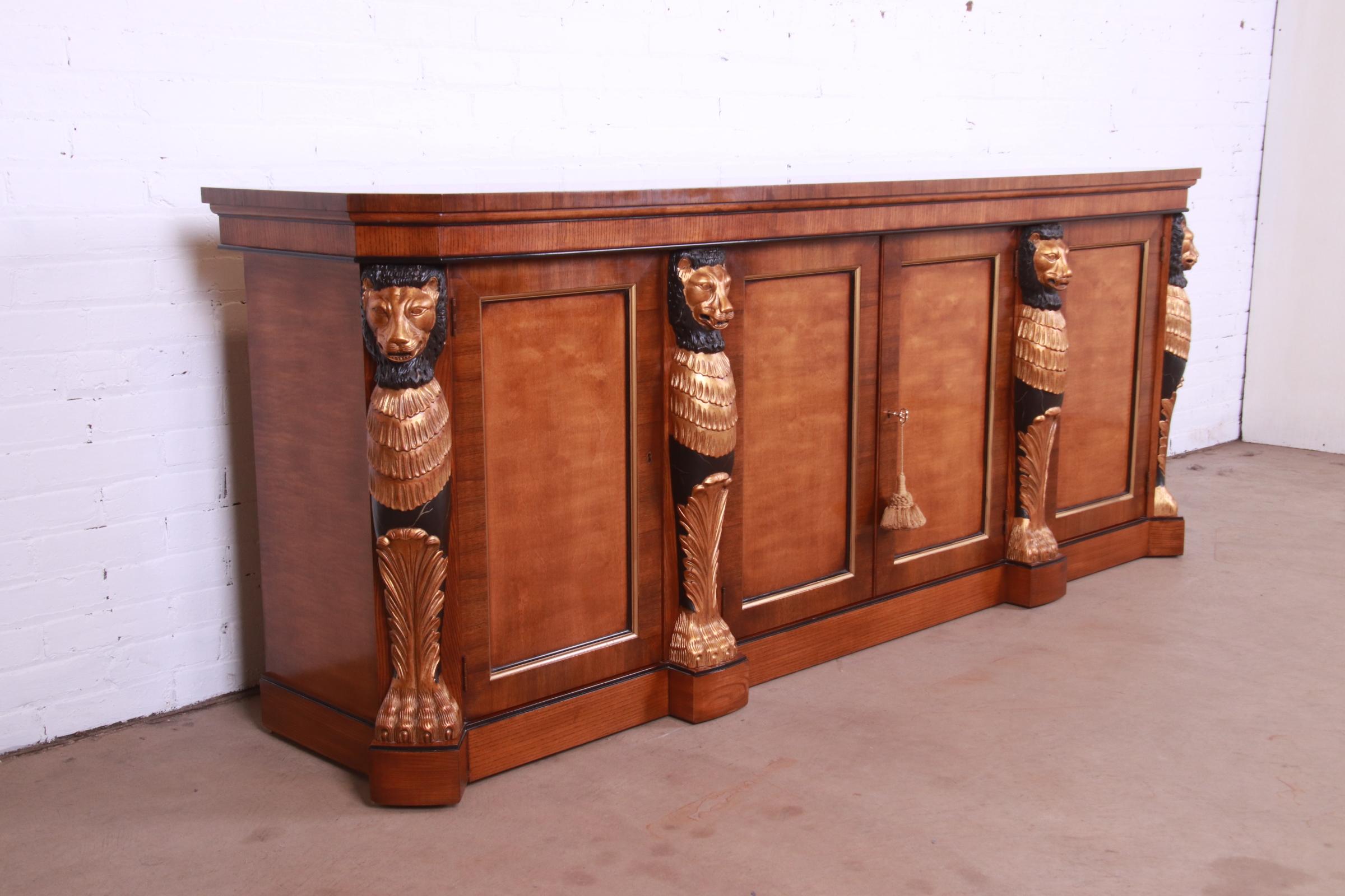 Drexel Heritage Empire Style Sideboard or Bar Cabinet With Carved Lions - Image 3