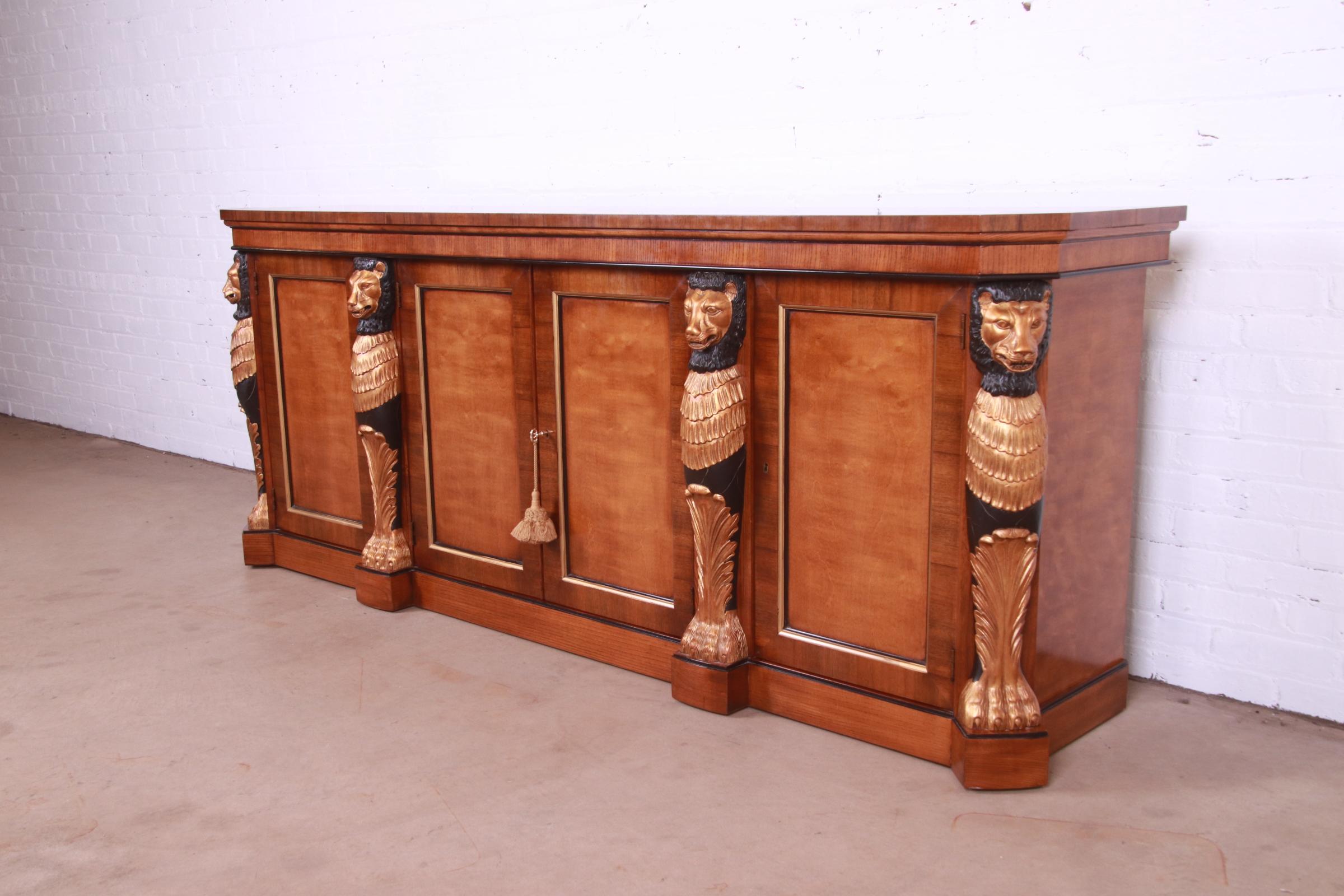 Drexel Heritage Empire Style Sideboard or Bar Cabinet With Carved Lions - Image 2
