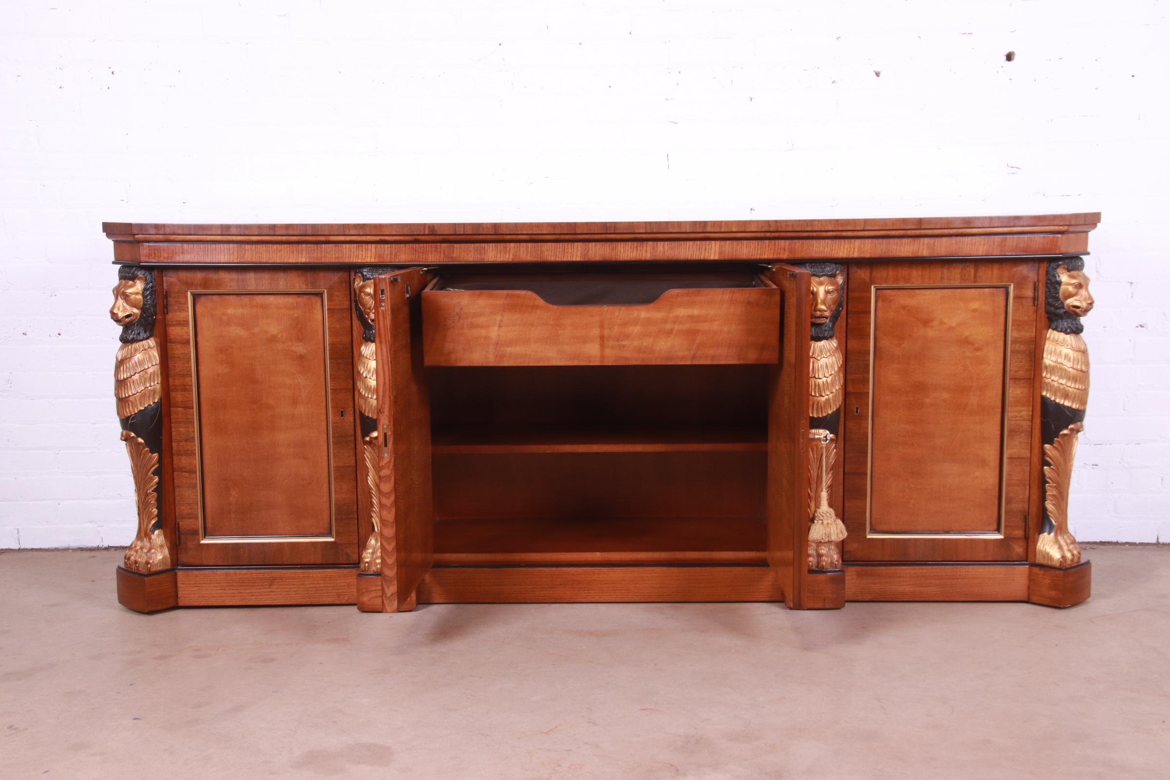 Drexel Heritage Empire Style Sideboard or Bar Cabinet With Carved Lions - Image 8