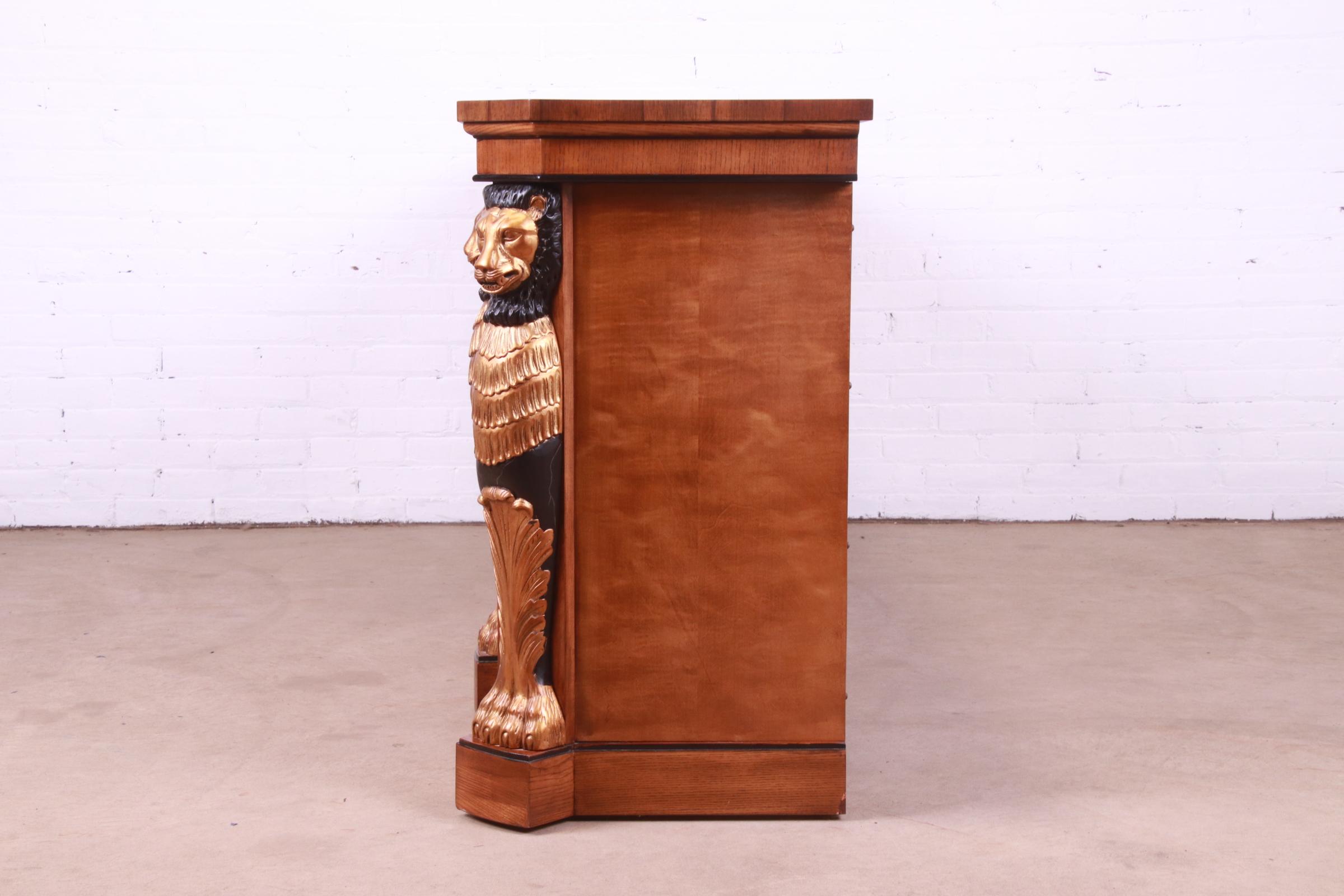 Drexel Heritage Empire Style Sideboard or Bar Cabinet With Carved Lions - Image 11
