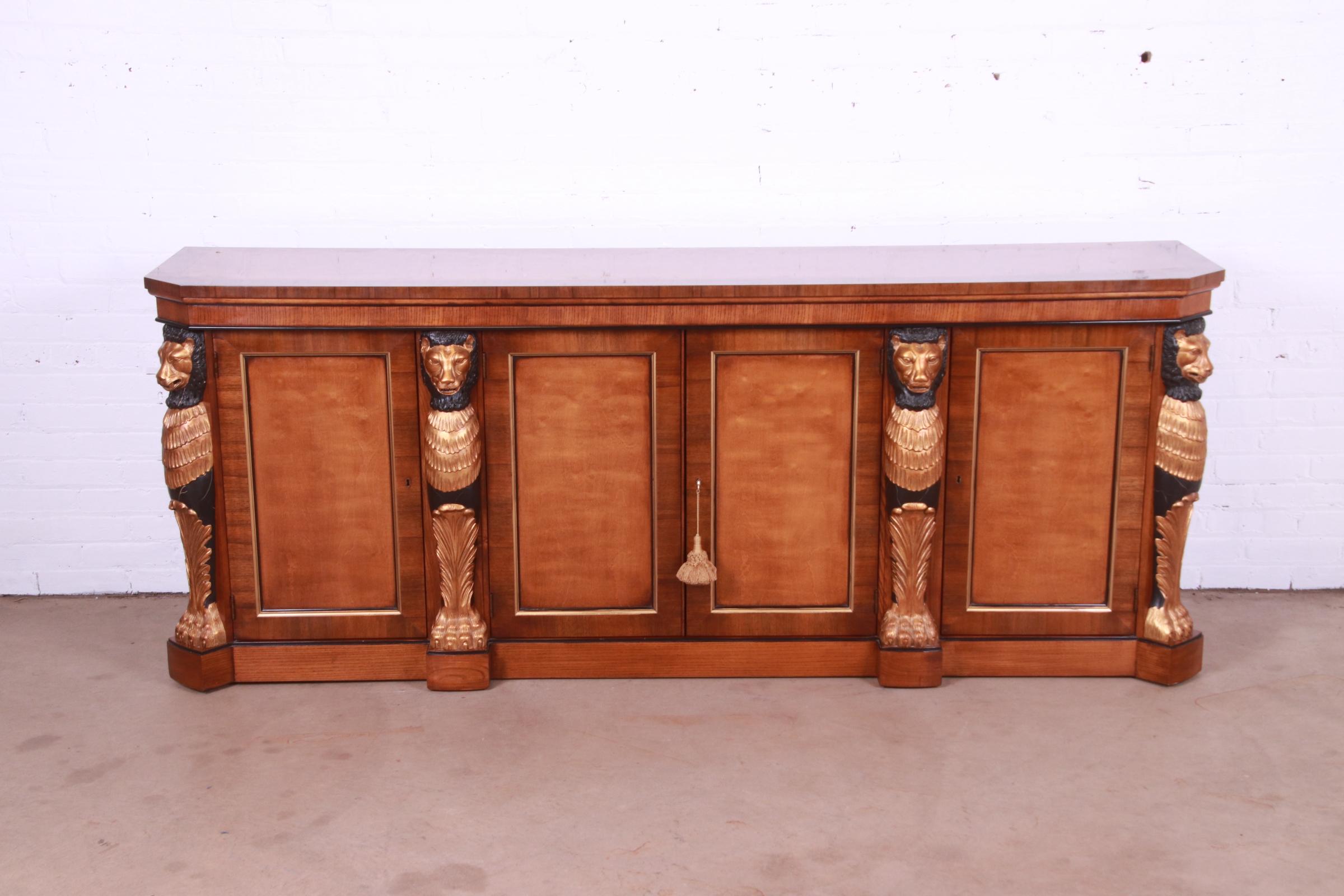Drexel Heritage Empire Style Sideboard or Bar Cabinet With Carved Lions - Image 4
