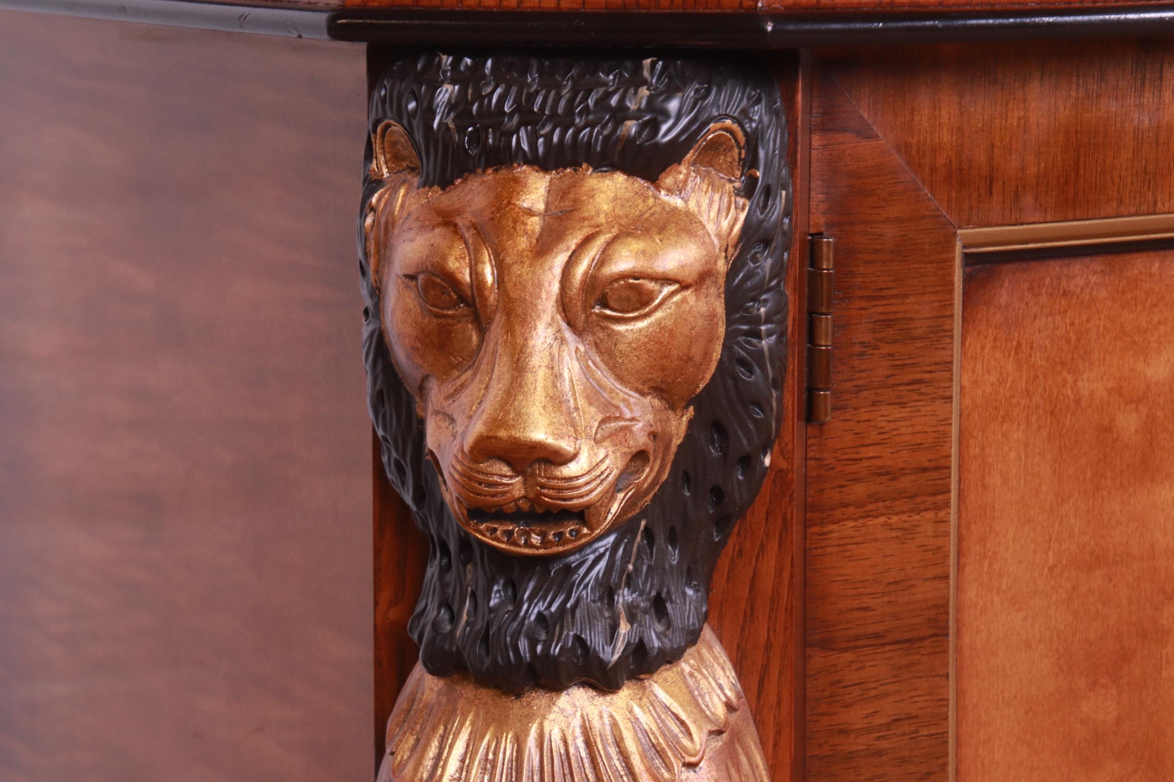 Drexel Heritage Empire Style Sideboard or Bar Cabinet With Carved Lions - Image 5