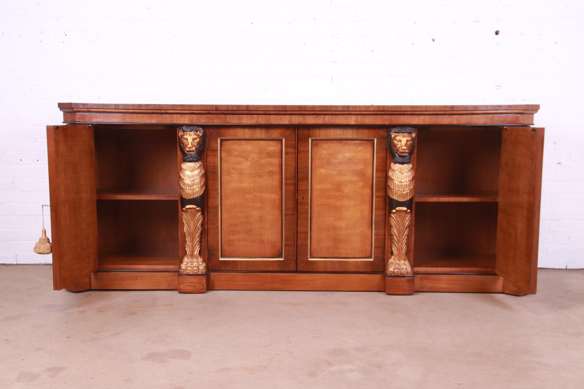 Drexel Heritage Empire Style Sideboard or Bar Cabinet With Carved Lions - Image 7