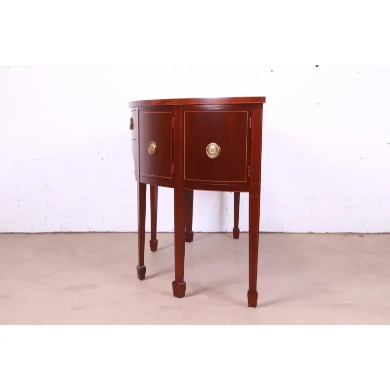 Baker Furniture Federal Inlaid Mahogany Demilune Sideboard Credenza, Newly Refinished - Image 10