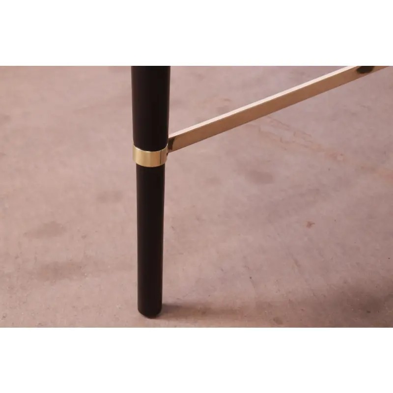 Paul McCobb Connoisseur Collection Black Lacquered Mahogany and Brass Extension Dining Table, Newly Refinished - Image 10