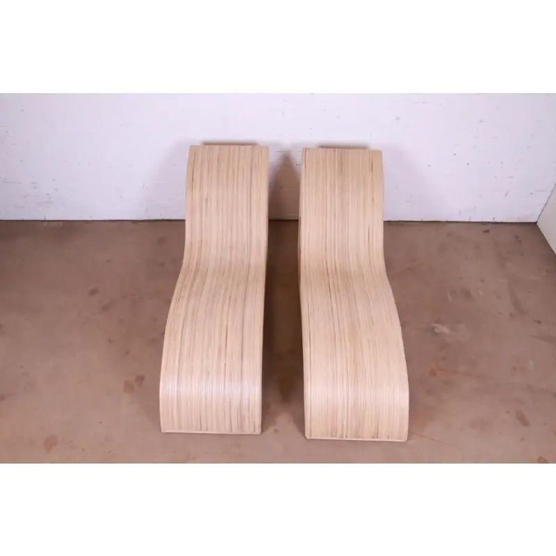 Betty Cobonpue Sculptural Split Reed Rattan Chaise Lounges, Pair - Image 11