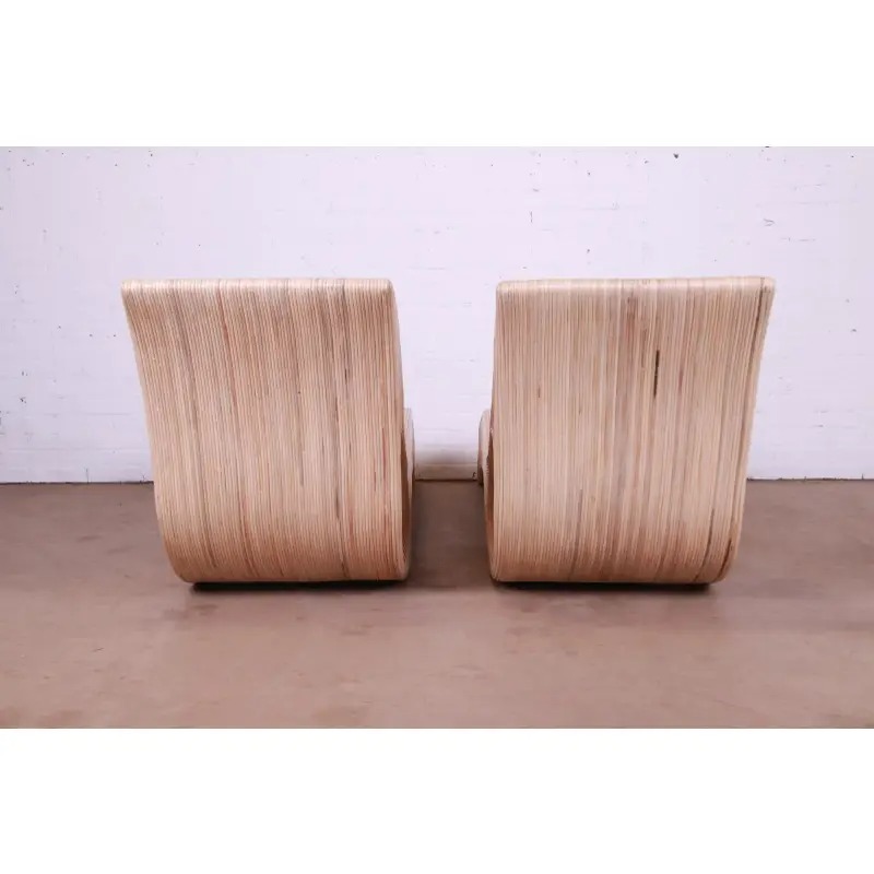 Betty Cobonpue Sculptural Split Reed Rattan Chaise Lounges, Pair - Image 12