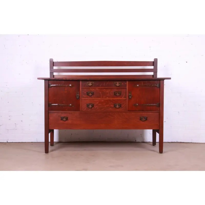 Gustav Stickley Mission Oak Arts & Crafts Sideboard, Circa 1900