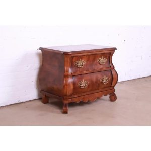 Henredon Italian Louis XV Burl Wood Bombay Form Bedside Chest