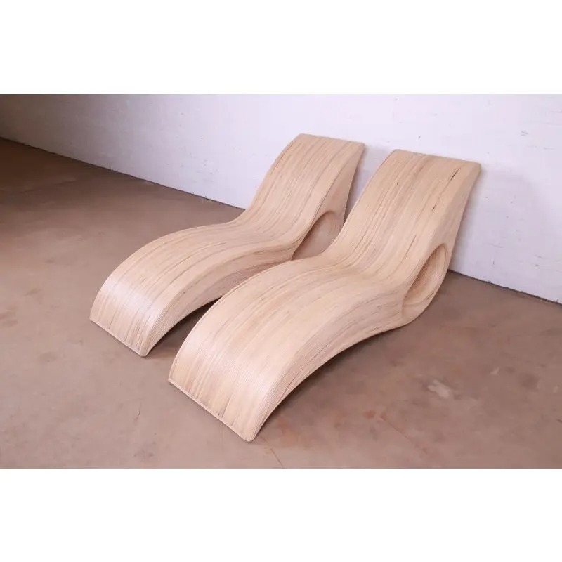 Betty Cobonpue Sculptural Split Reed Rattan Chaise Lounges, Pair - Image 4