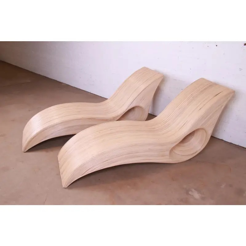 Betty Cobonpue Sculptural Split Reed Rattan Chaise Lounges, Pair - Image 6