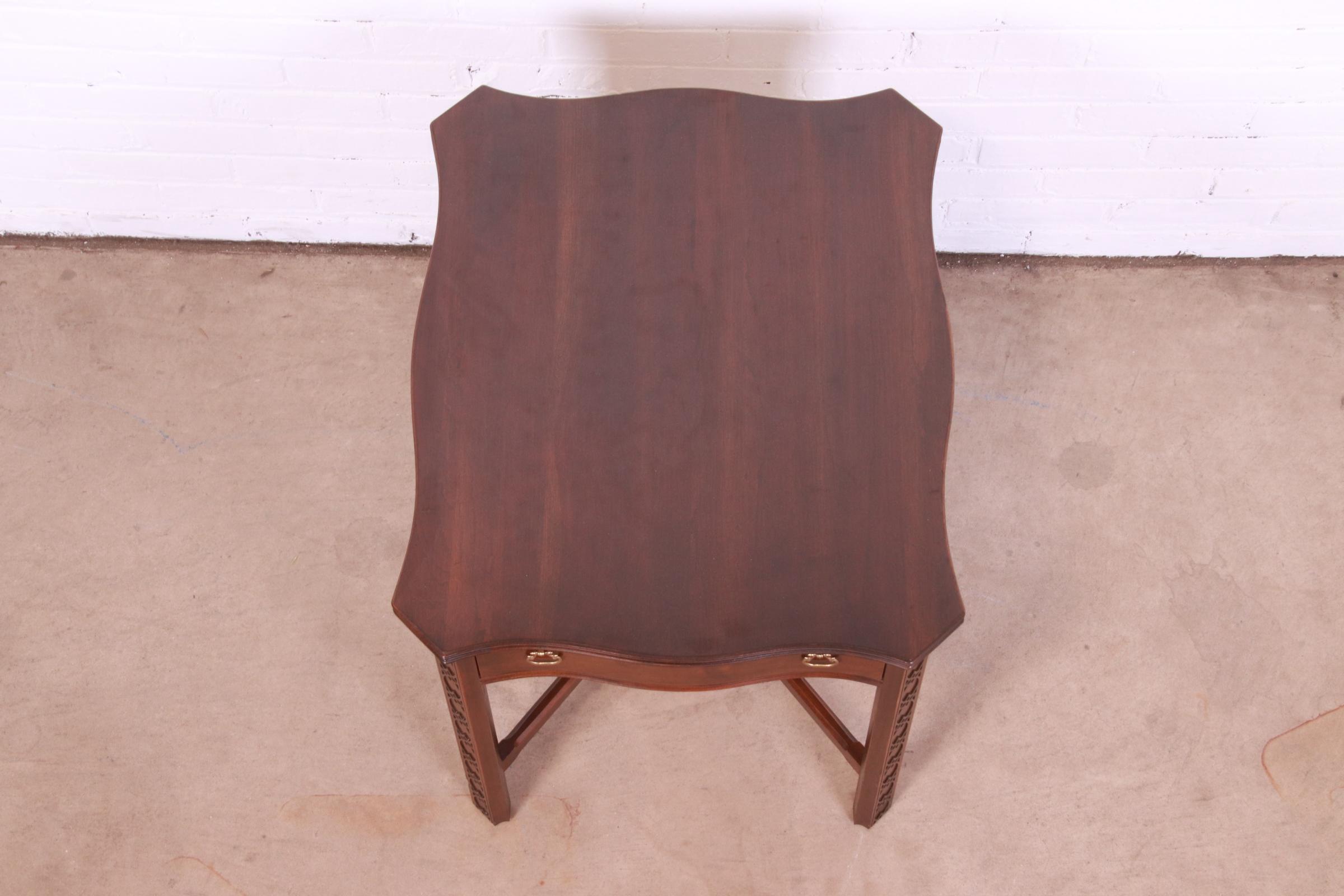 Late 20th Century Ethan Allen Georgian Carved Cherry Wood Tea Table or Occasional Side Table - Image 9