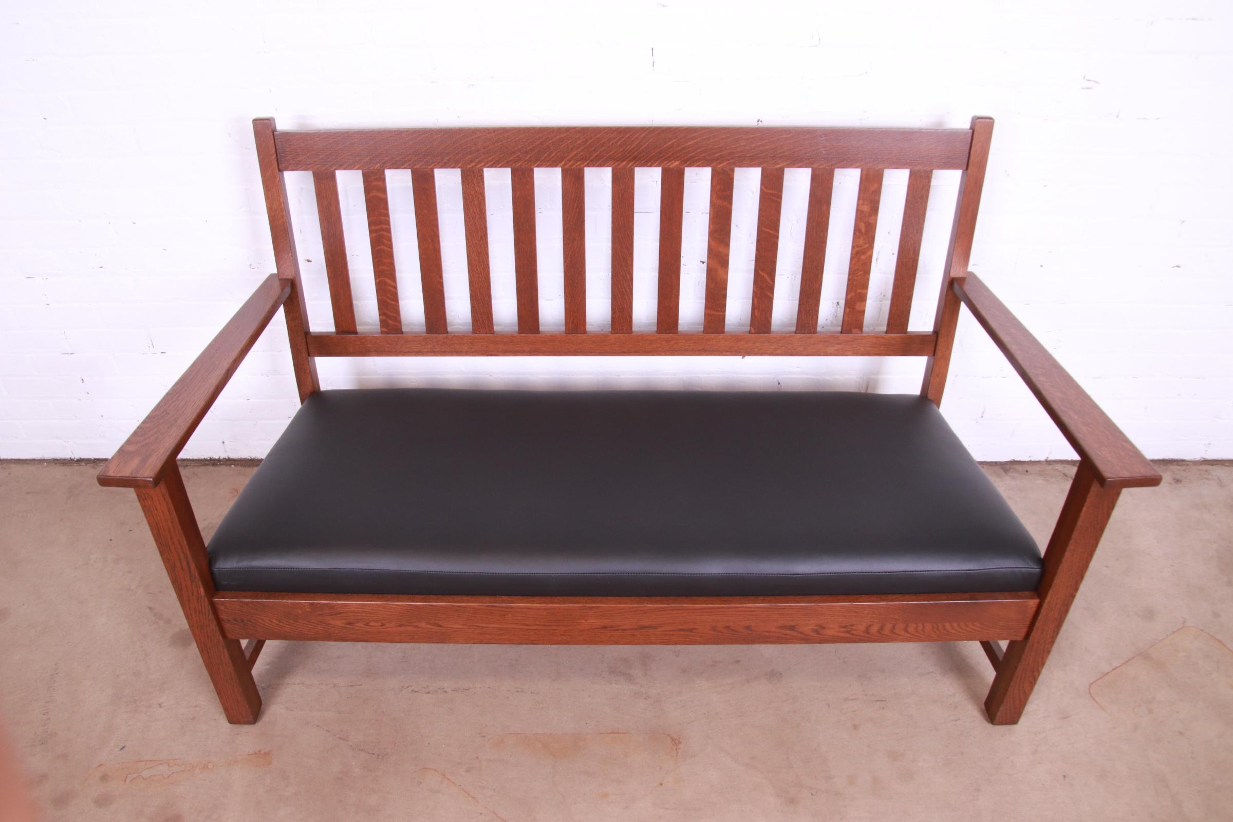 Limbert Mission Oak Arts & Crafts Open Arm Sofa or Settee, Fully Restored - Image 3