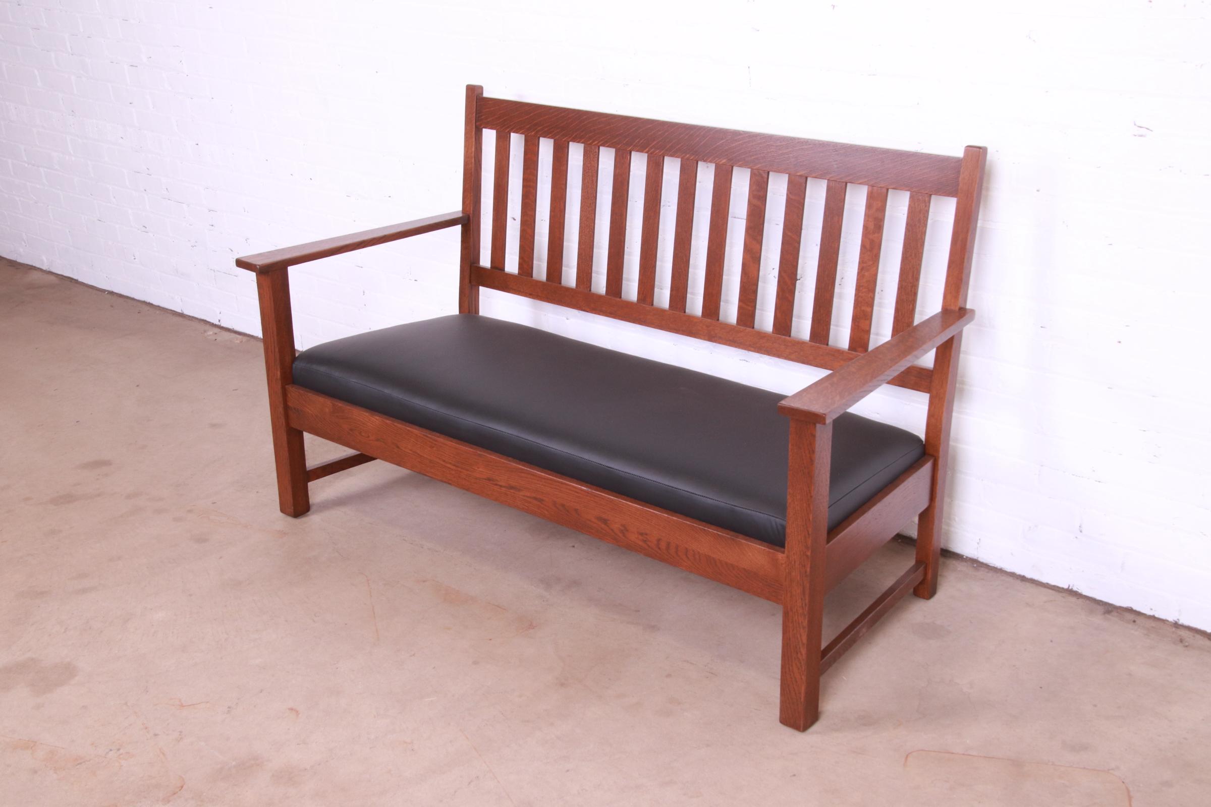 Limbert Mission Oak Arts & Crafts Open Arm Sofa or Settee, Fully Restored - Image 5
