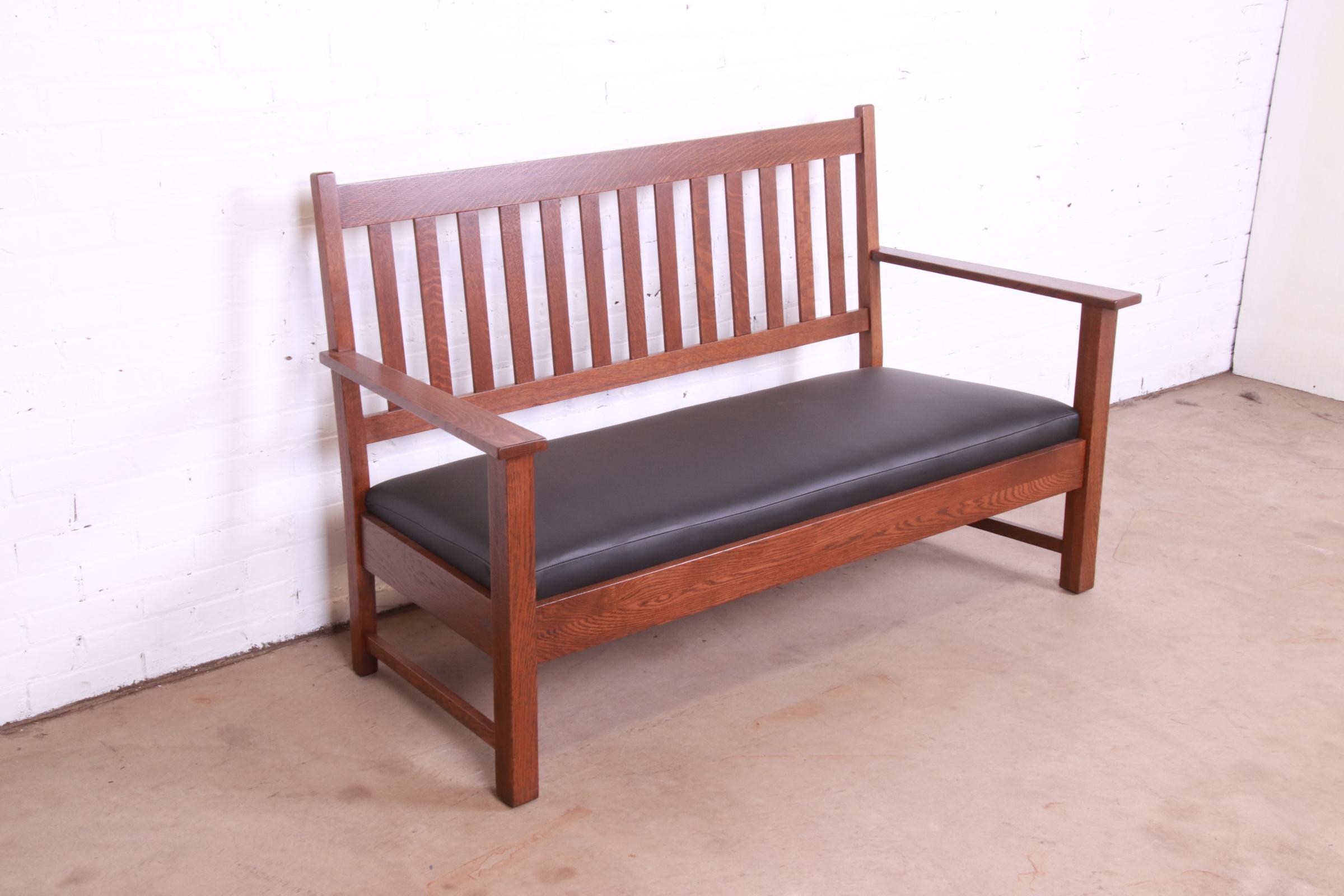 Limbert Mission Oak Arts & Crafts Open Arm Sofa or Settee, Fully Restored - Image 7