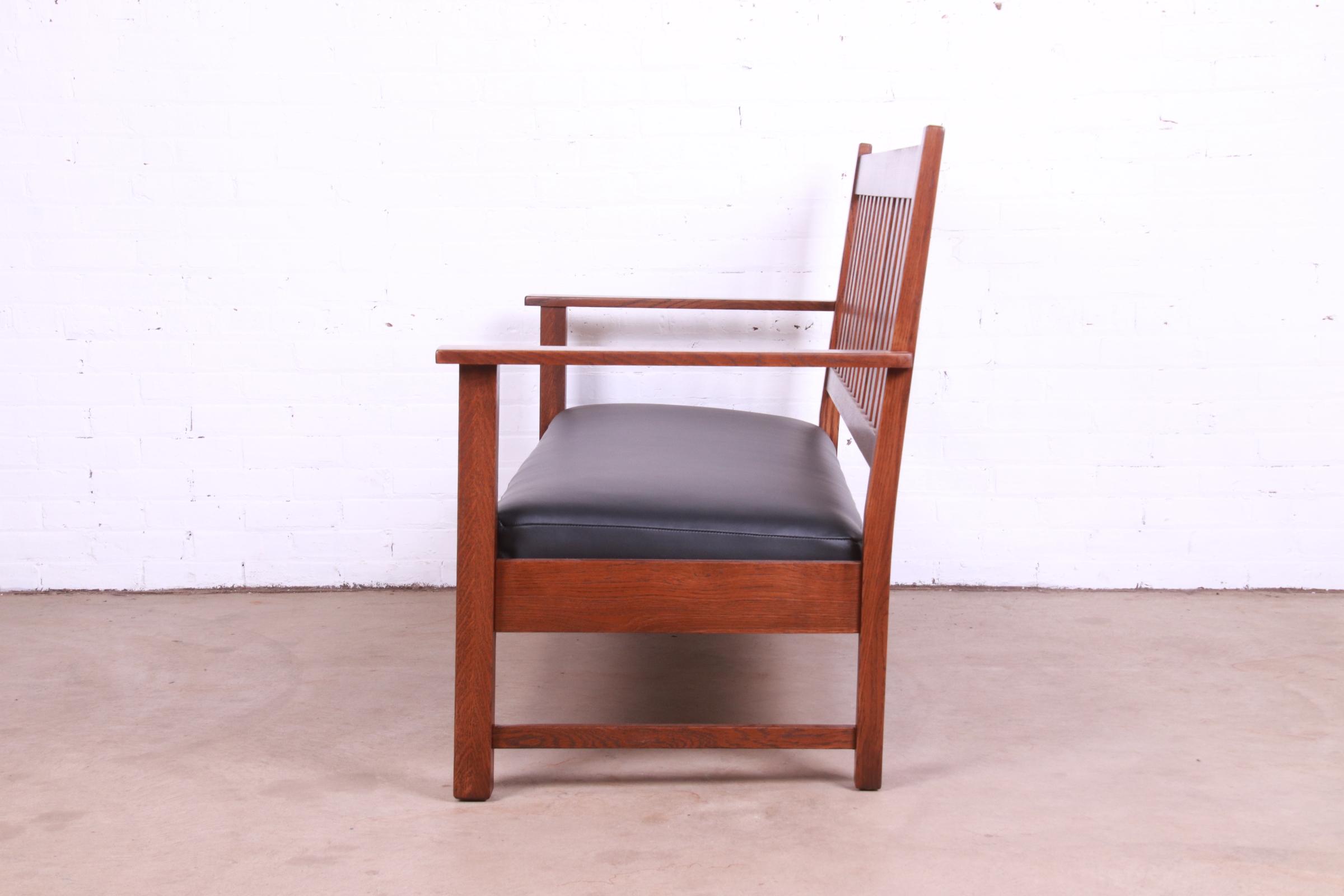 Limbert Mission Oak Arts & Crafts Open Arm Sofa or Settee, Fully Restored - Image 8